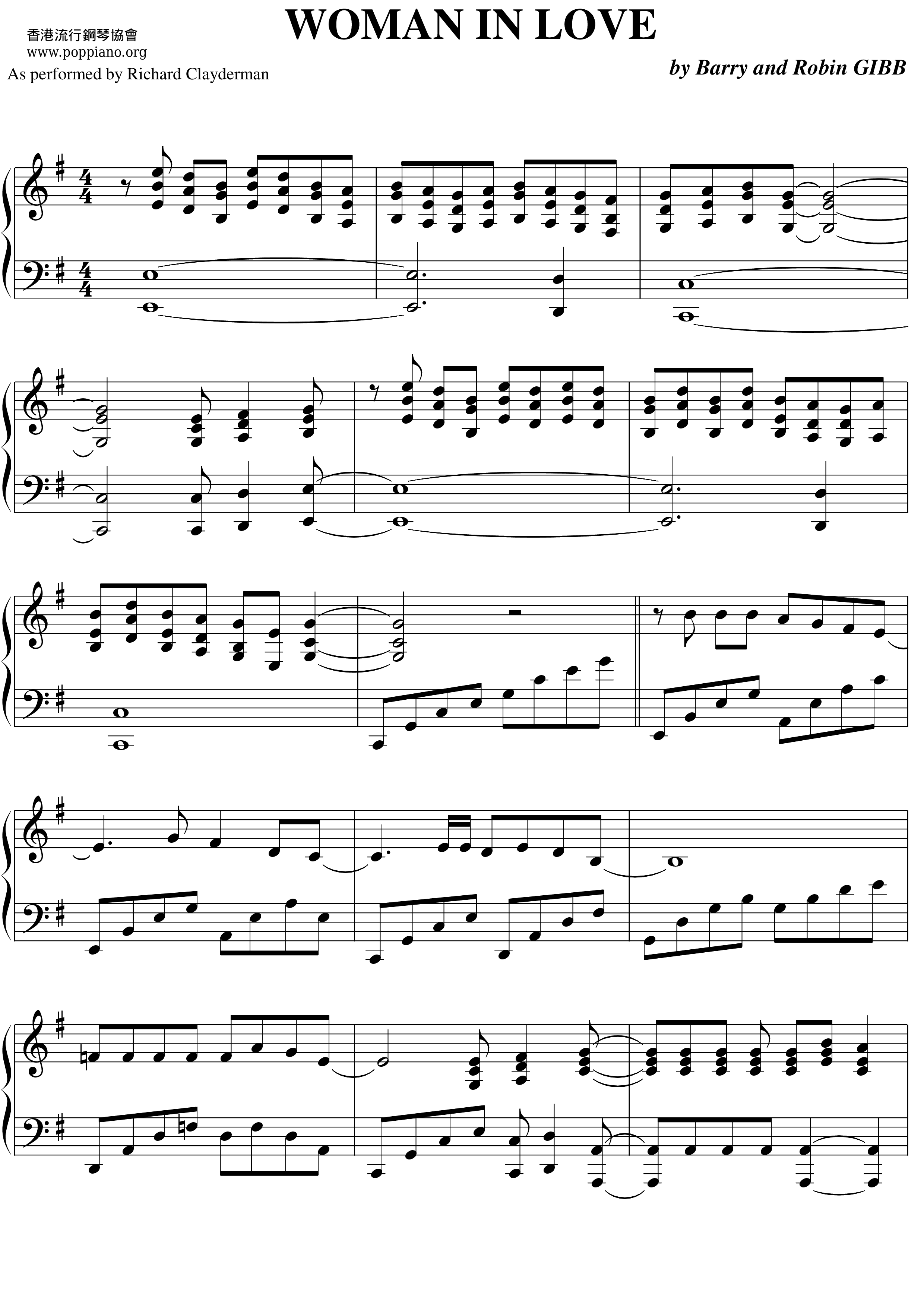 Woman In Love Score