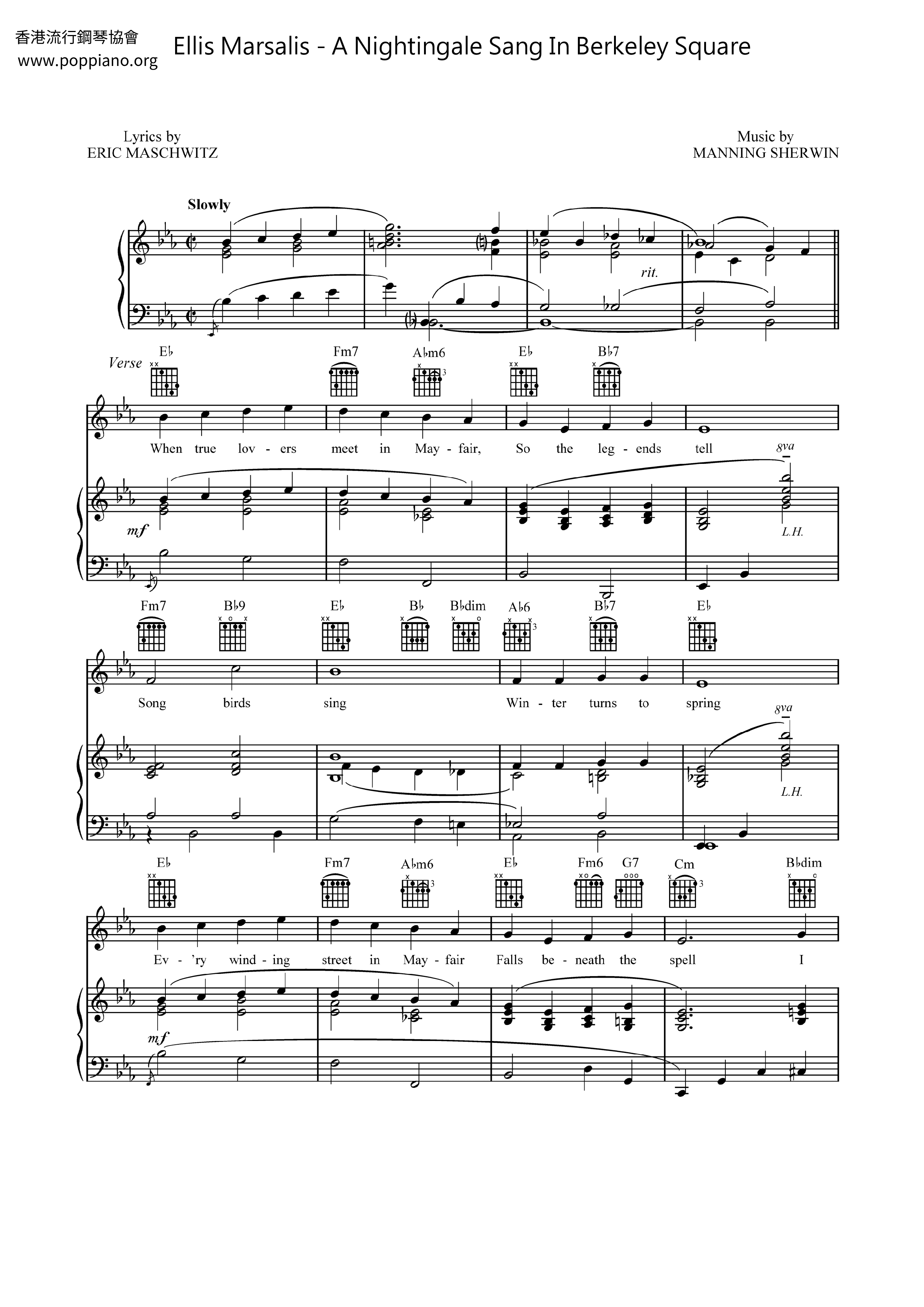 A Nightingale Sang In Berkeley Square Score