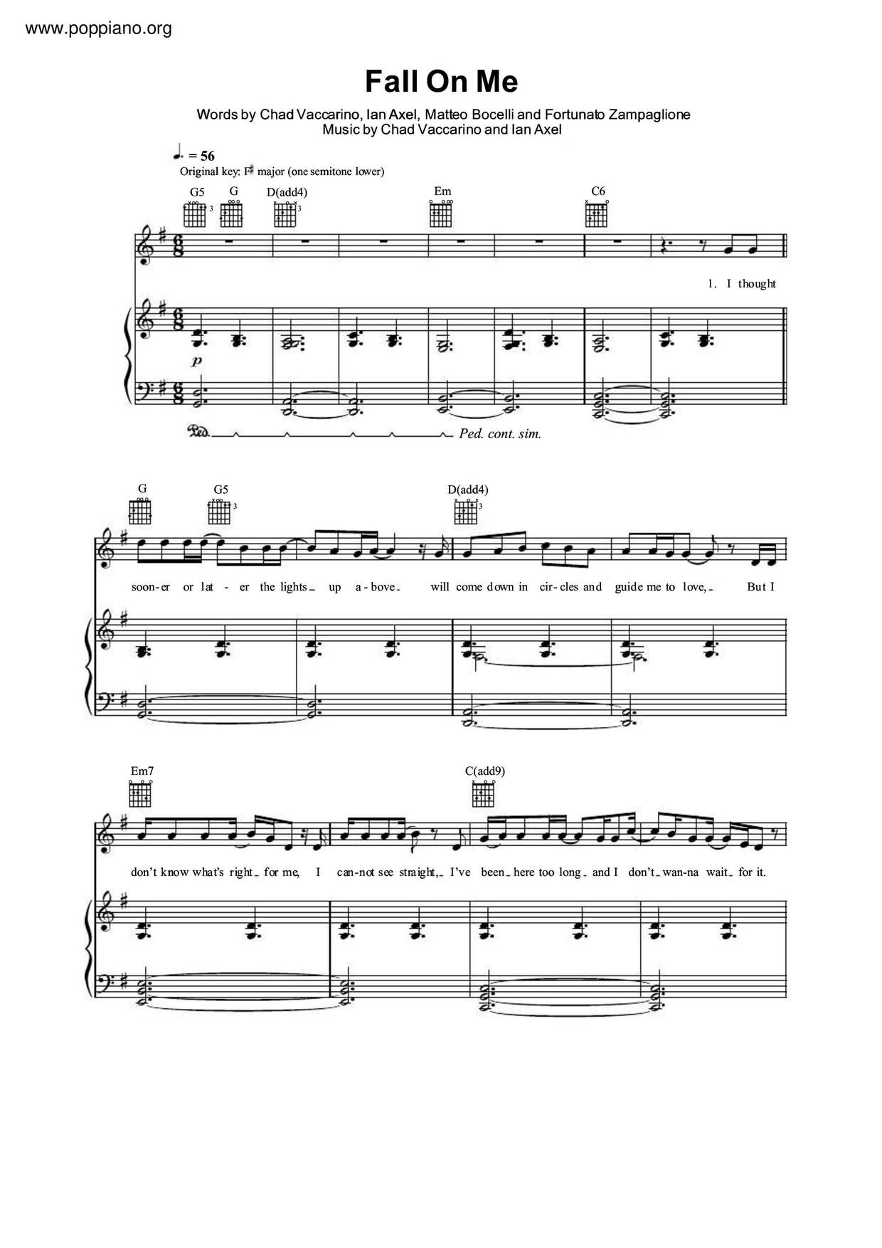 Fall On Me Score
