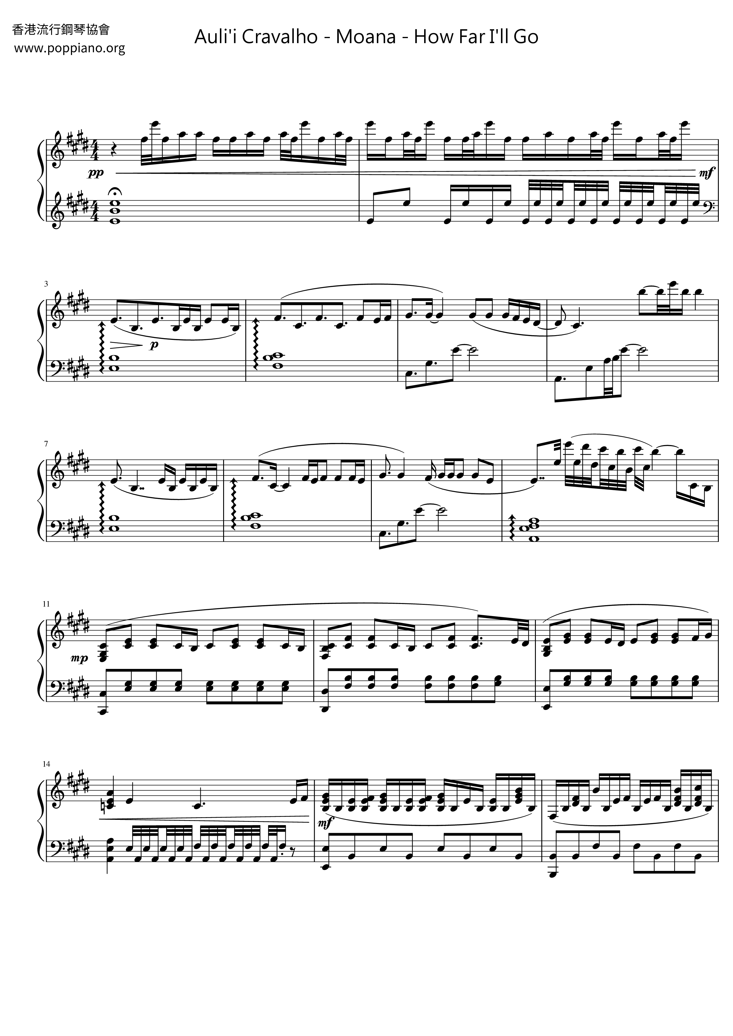 Moana - How Far I'll Go Score