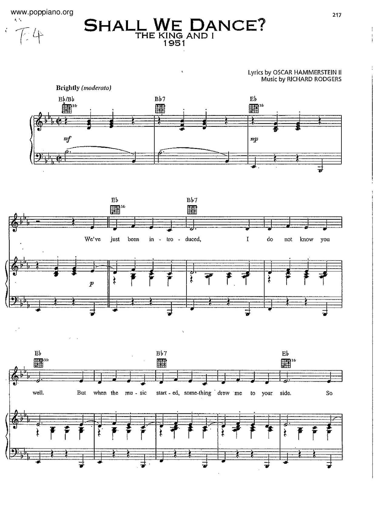 The King And I - Shall We Dance? Score
