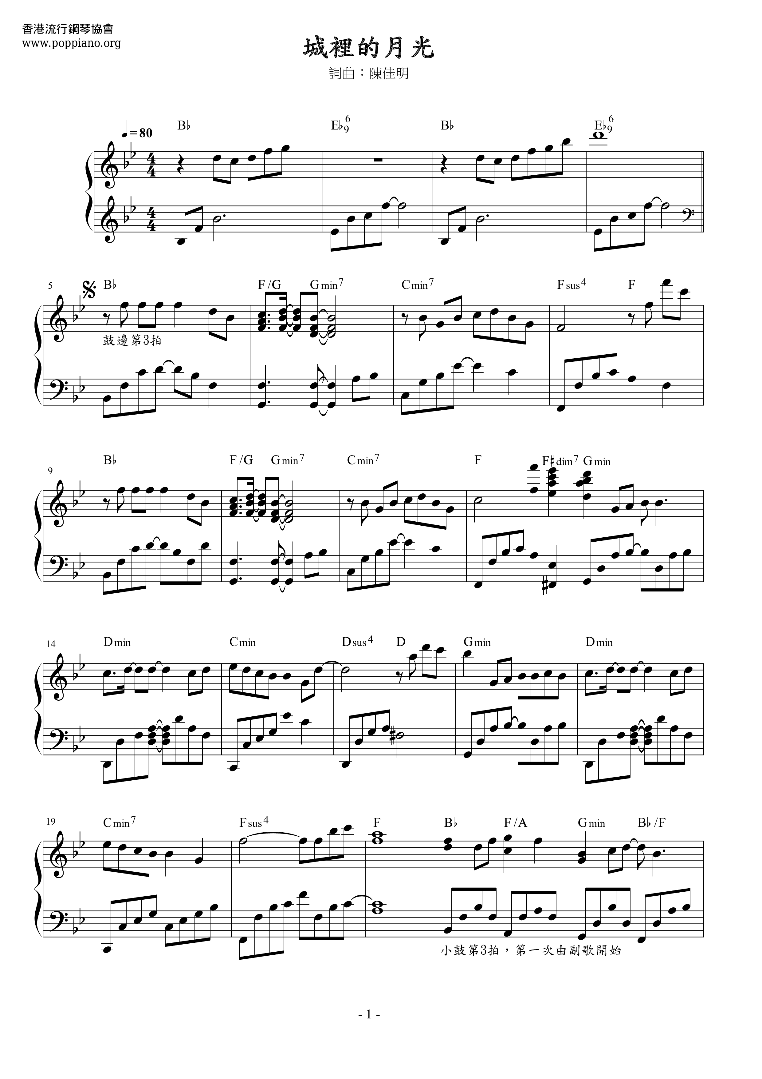 Moonlight In The City Score