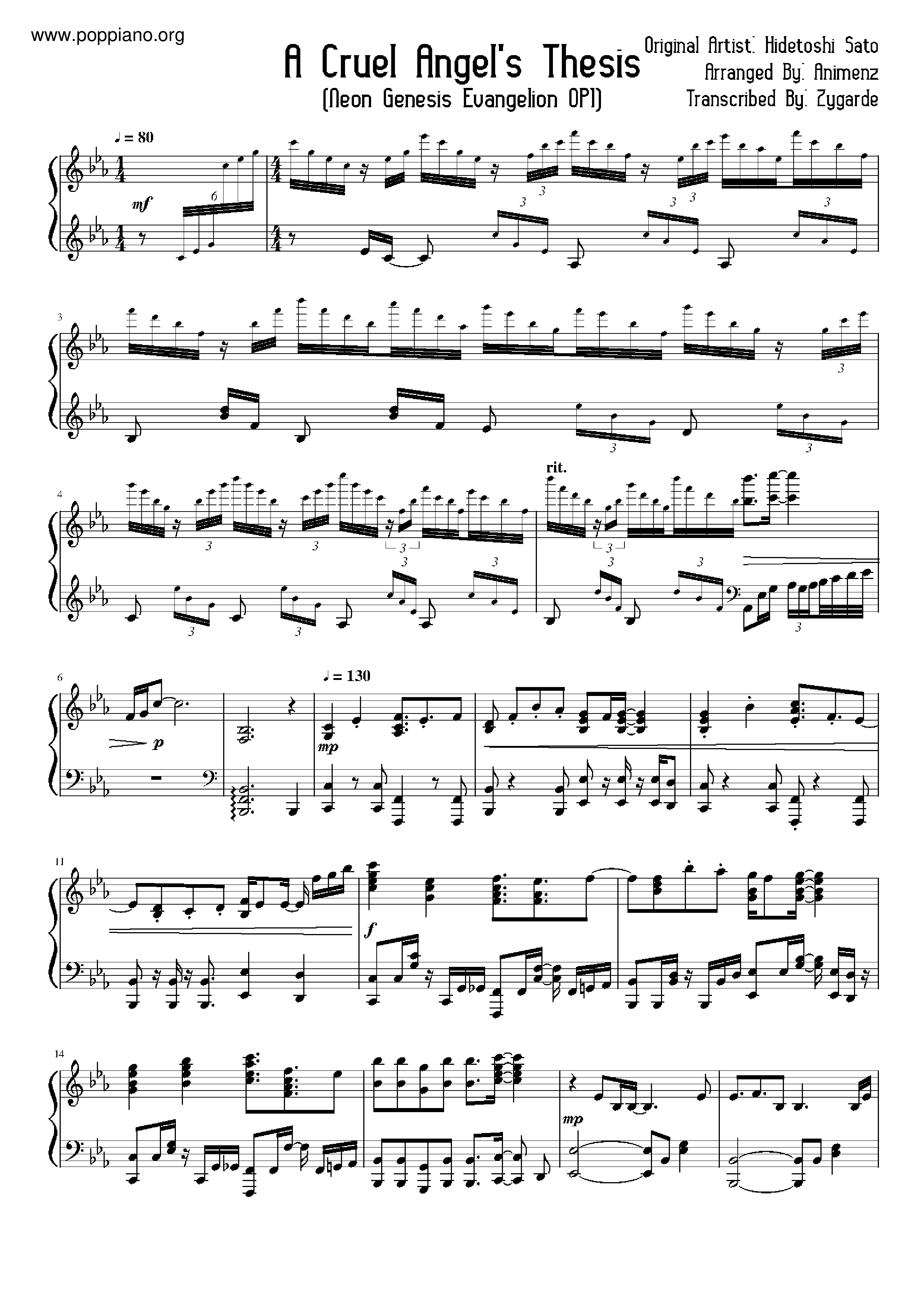 A Cruel Angel's Thesis Score