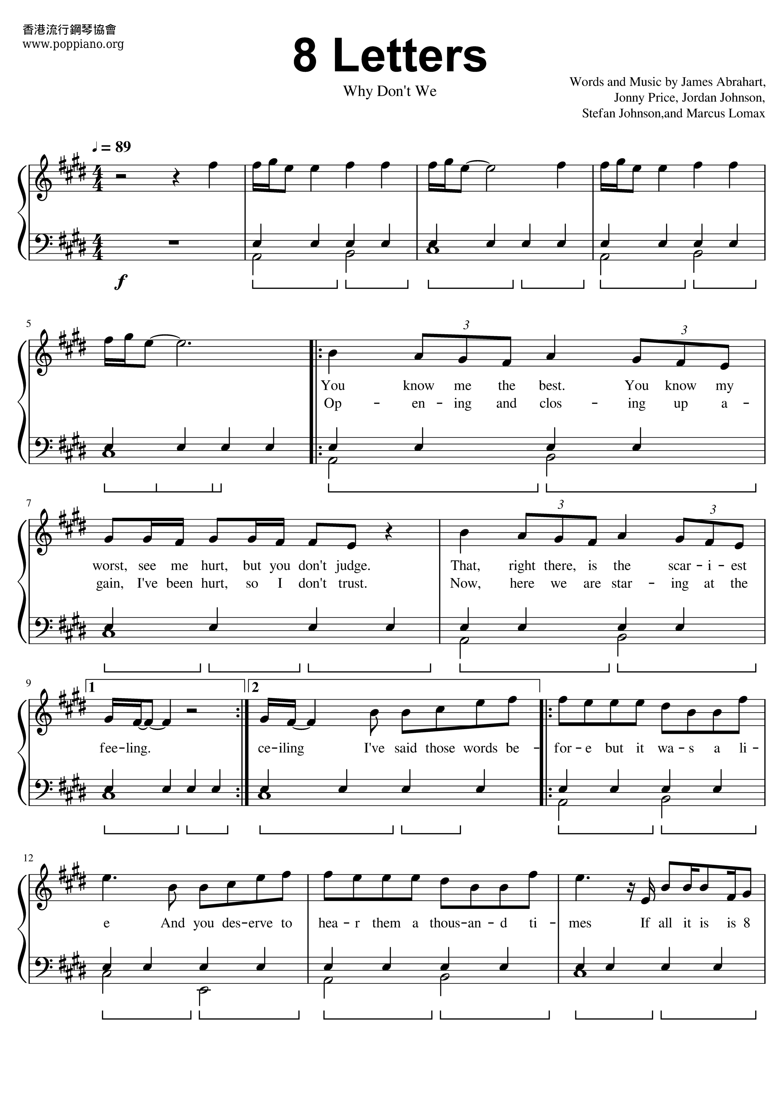 Consultar ballena azul mando ☆ Why Don't We-8 Letters Sheet Music pdf, - Free Score Download ☆