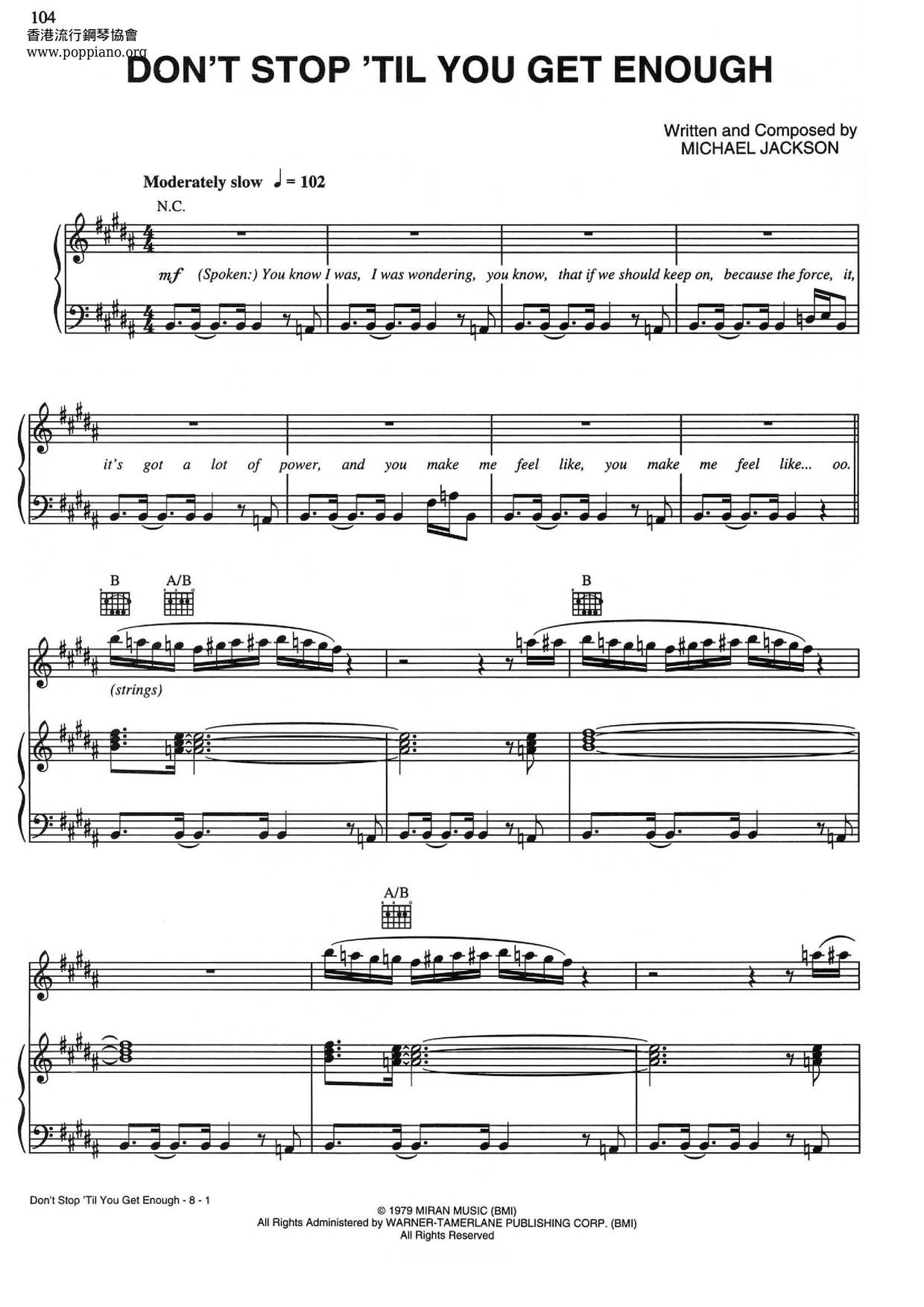 Don't Stop 'Til You Get Enough Score