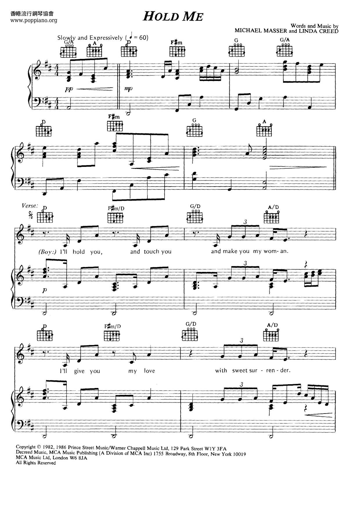 Hold Me Score