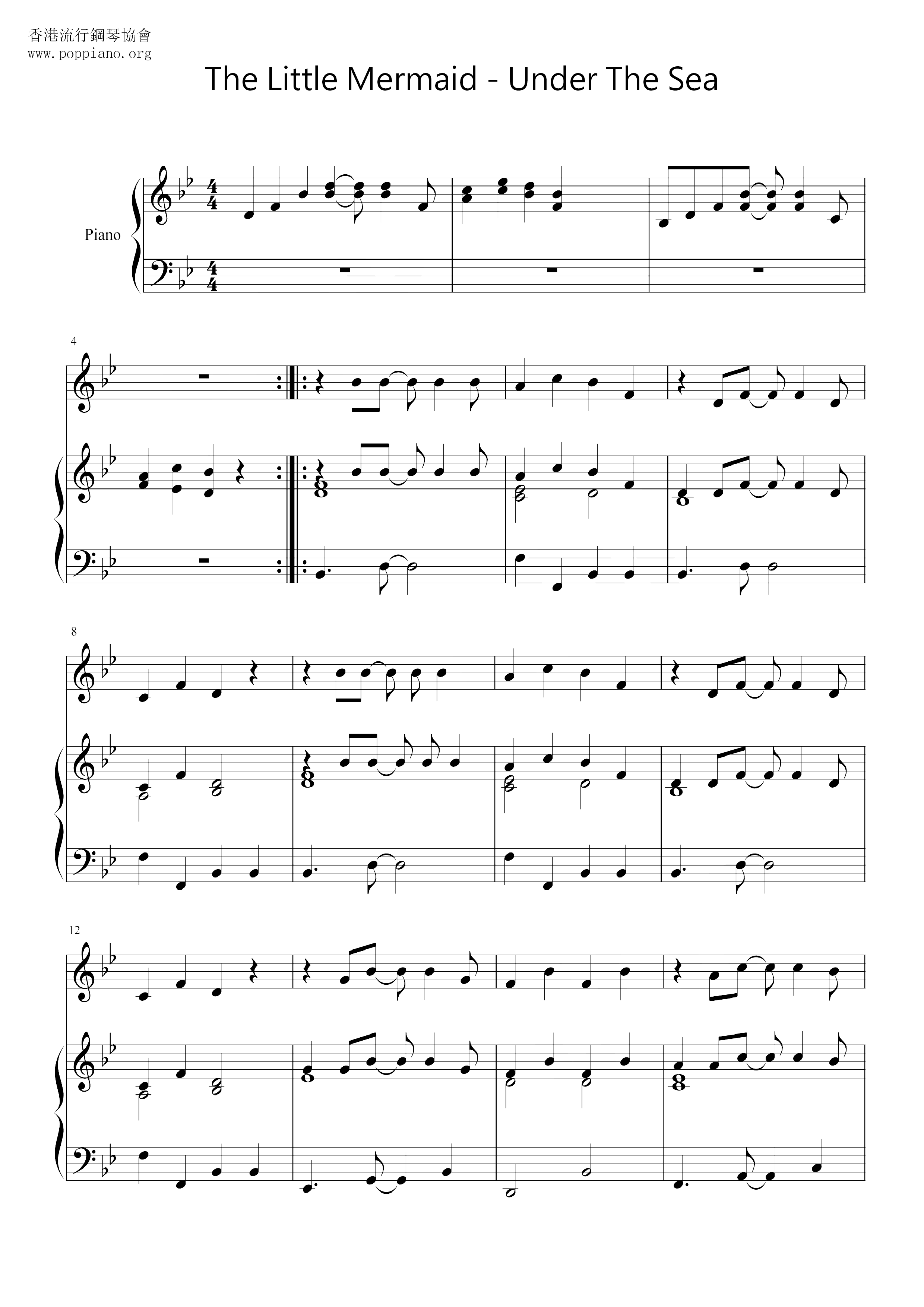 Under The Sea Score