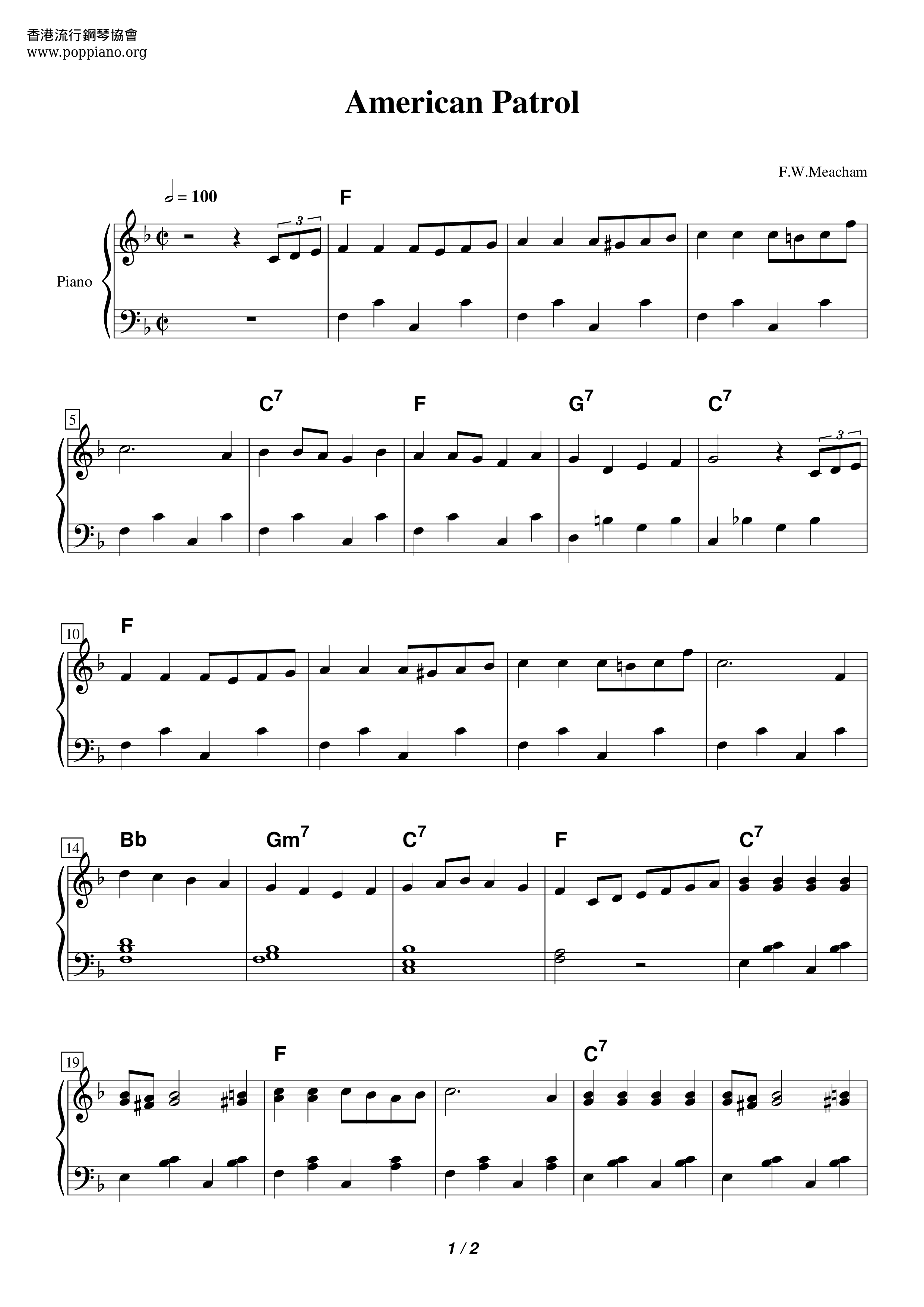 American Patrol 美國巡邏兵 Score