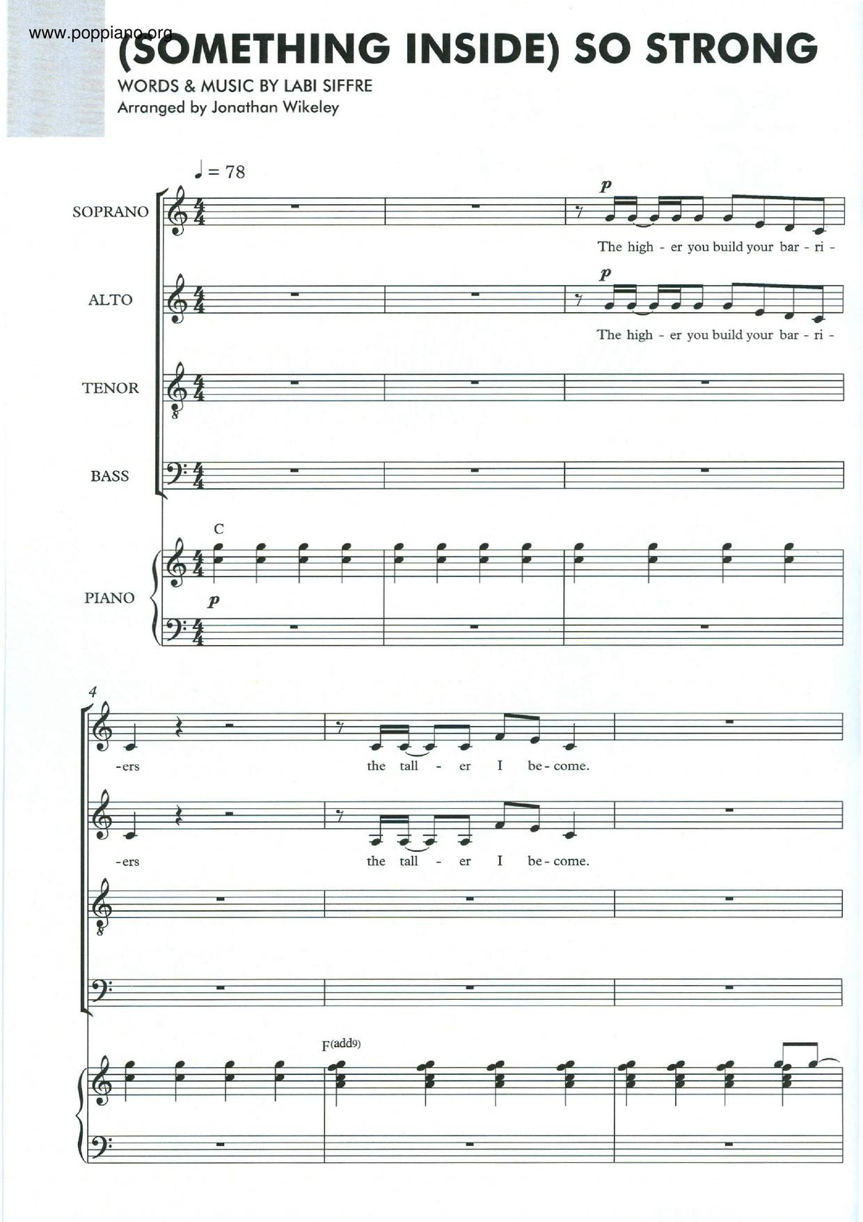 (Something Inside) So Strong Score