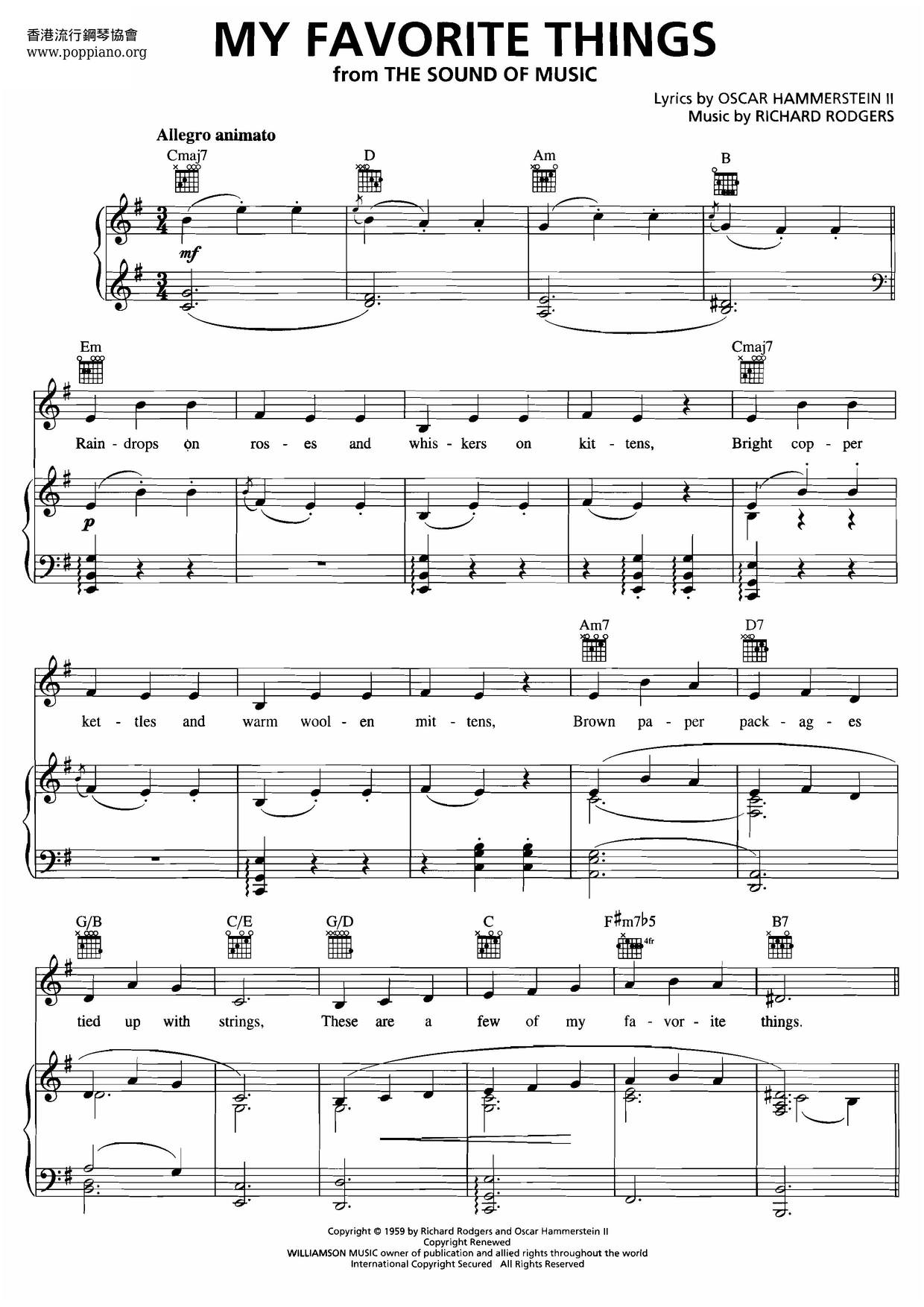 The Sound Of Music - My Favorite Things Score