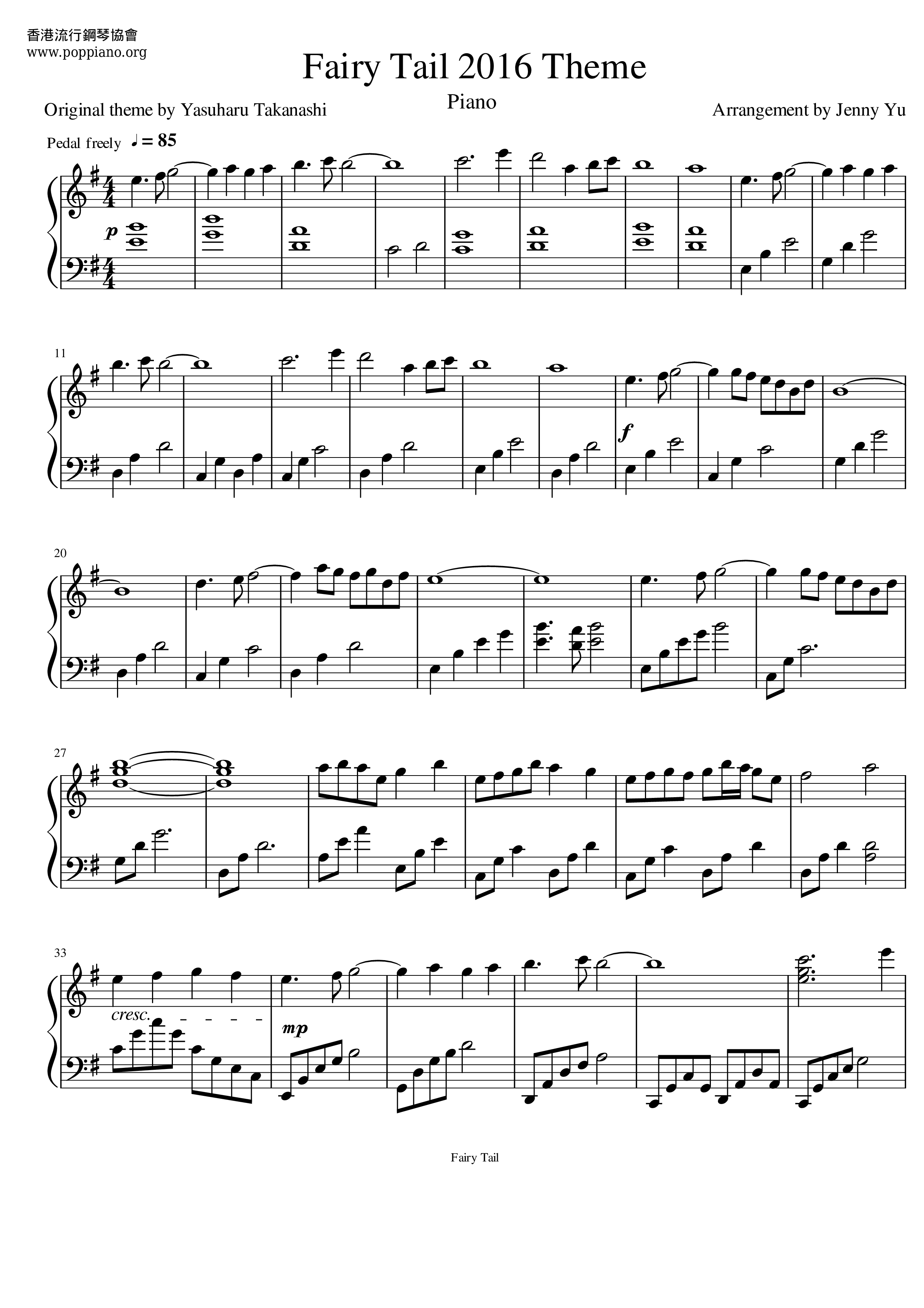 Fairy Tail Theme Score