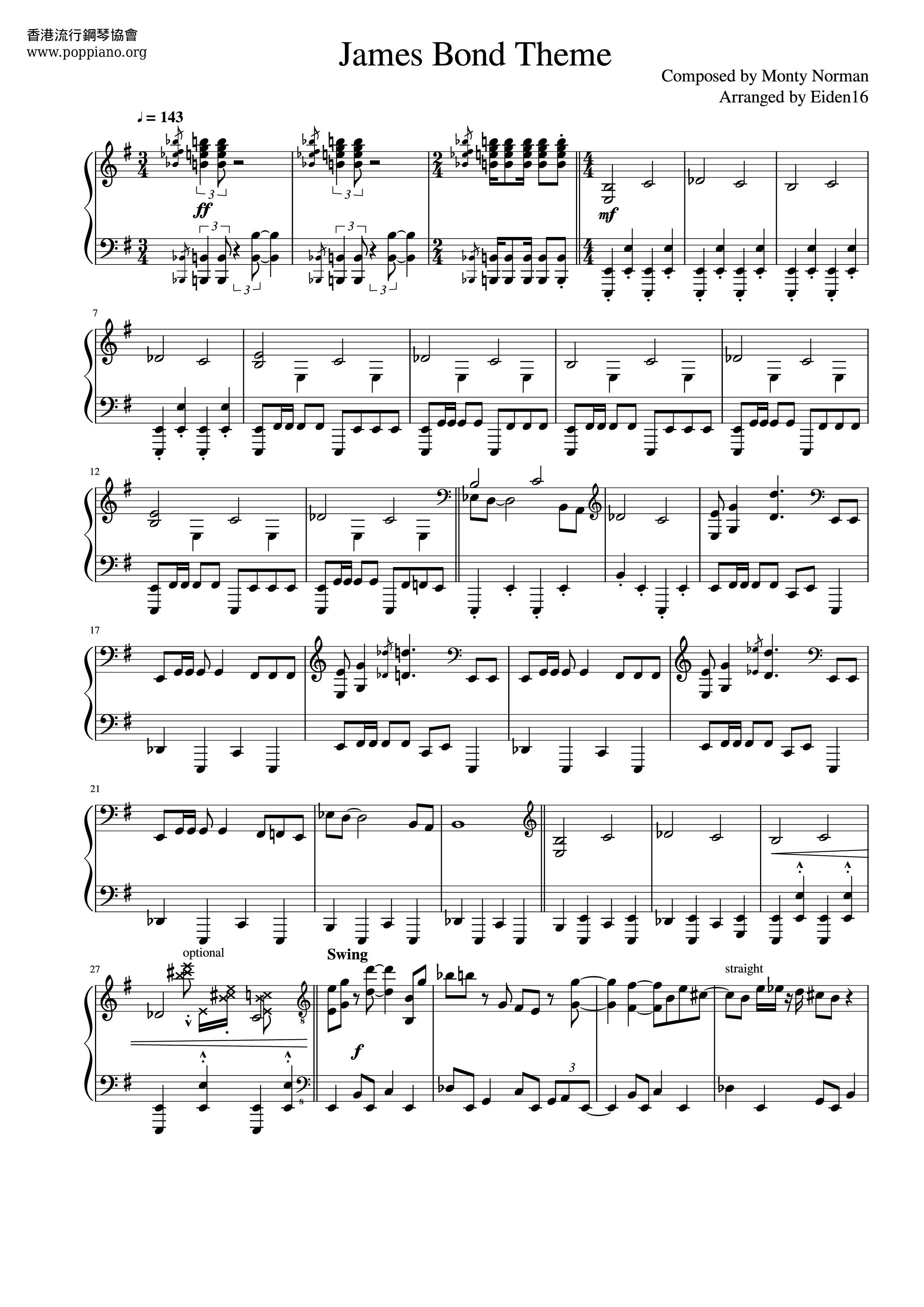 James Bond Theme Score