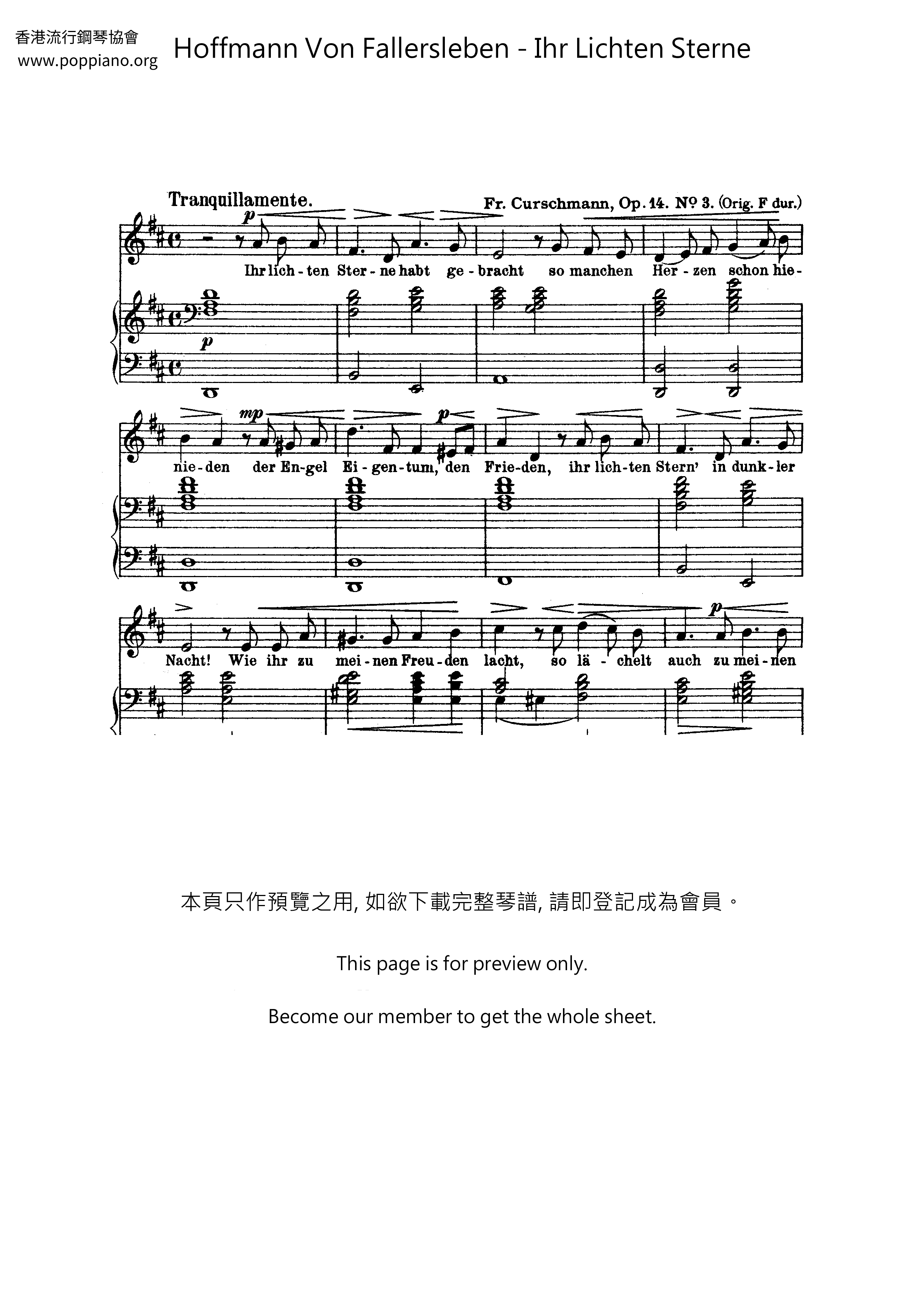 Ihr Lichten Sterne Score