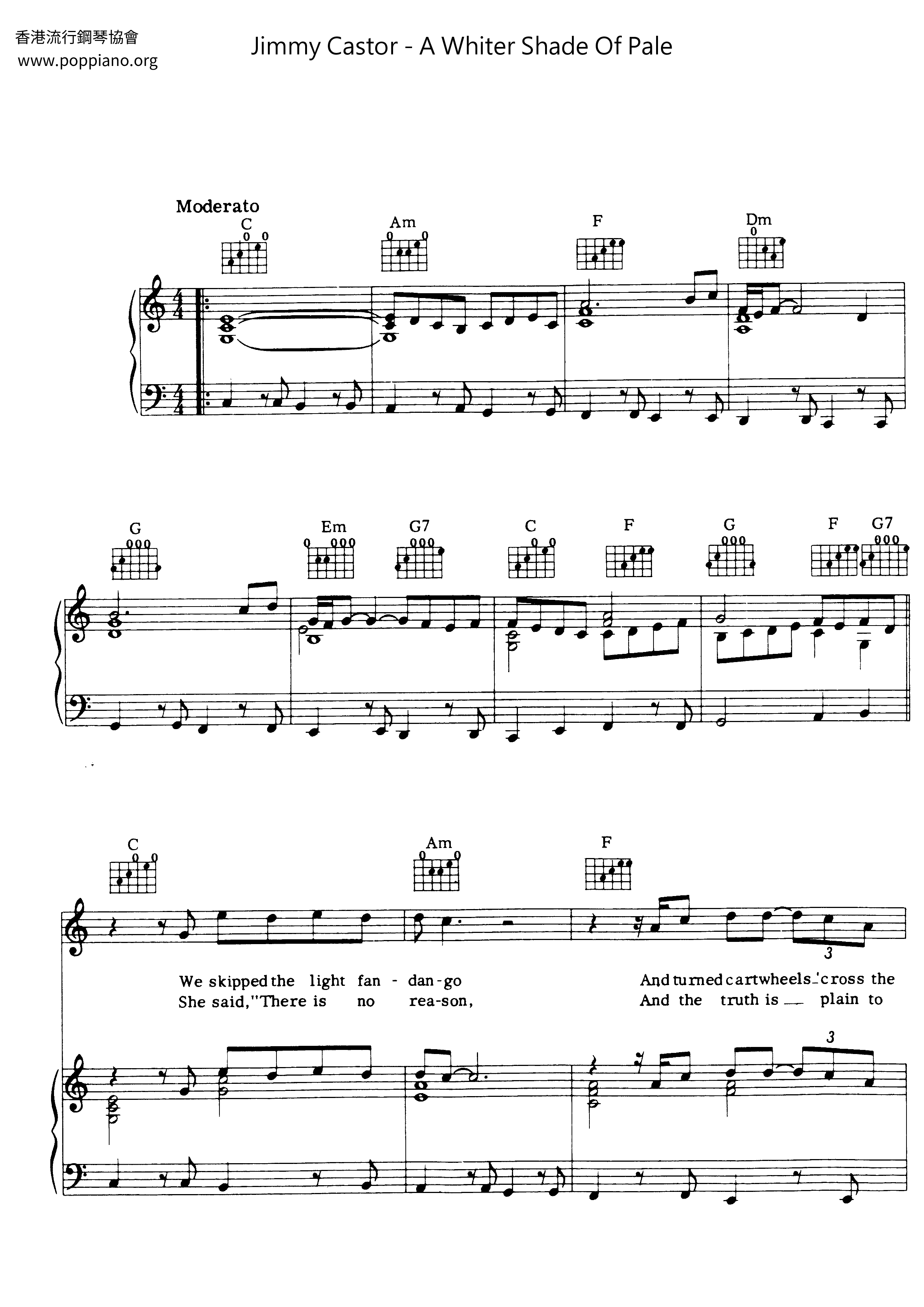A Whiter Shade Of Pale  Score