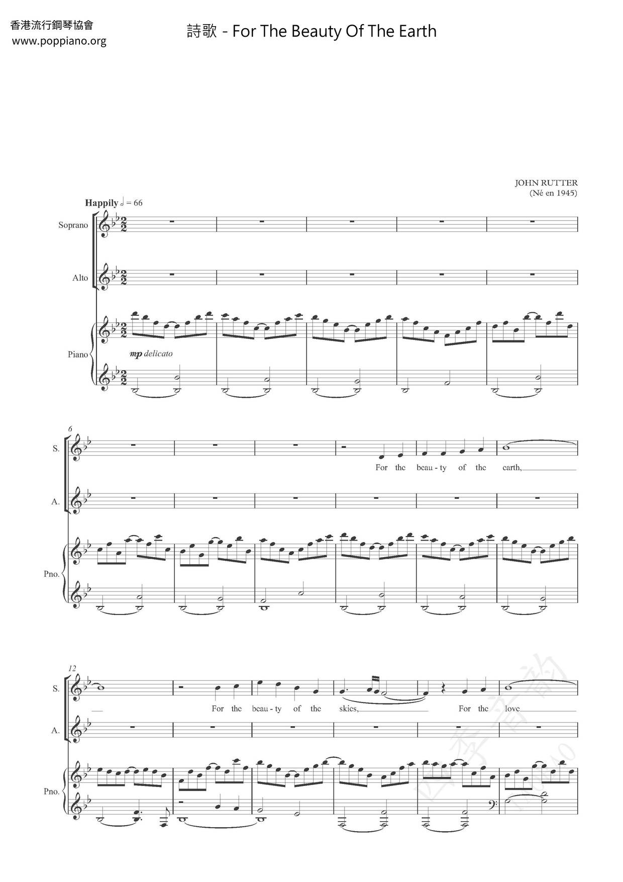 For The Beauty Of The Earth Score