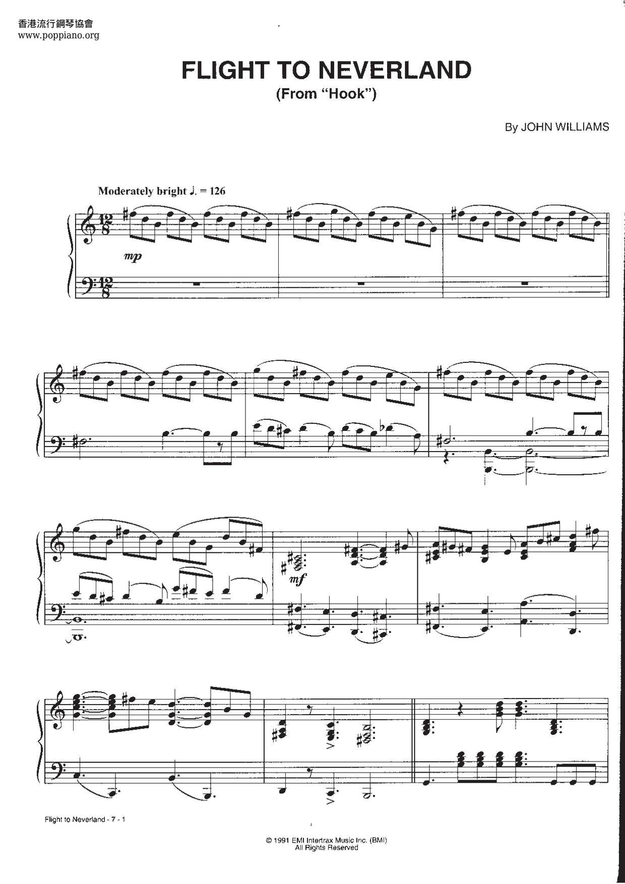 ☆ John Williams-Hook - Flight To Neverland Sheet Music pdf 