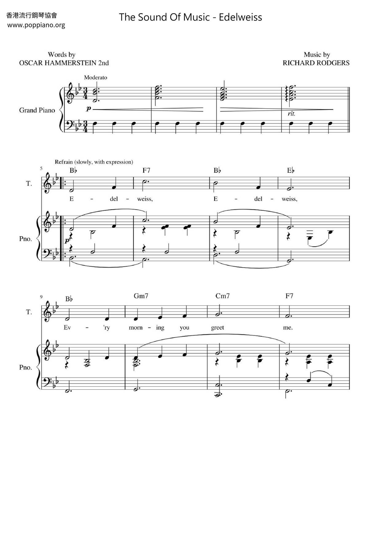 The Sound Of Music - Edelweiss Score