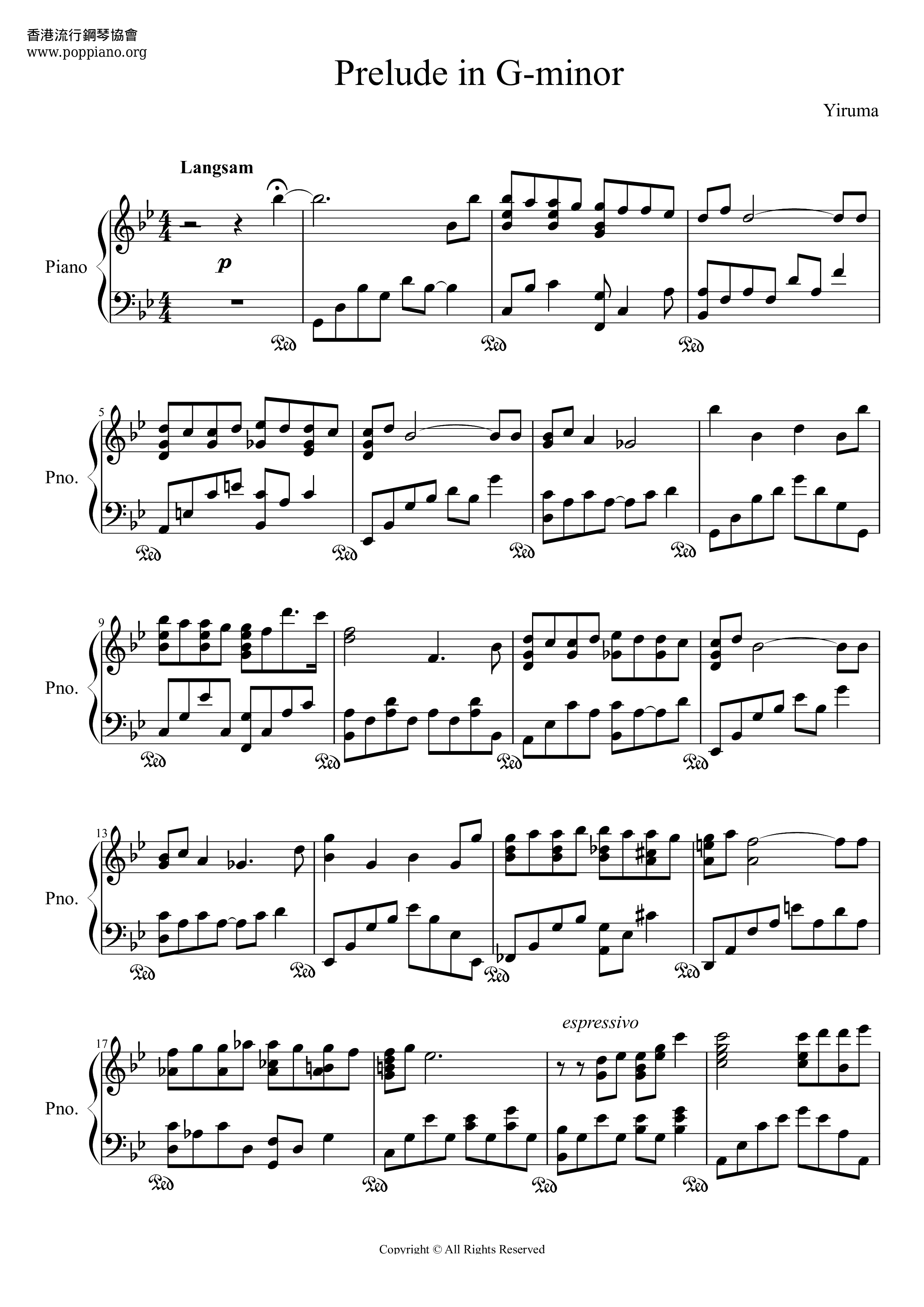 Prelude In G Minor Score