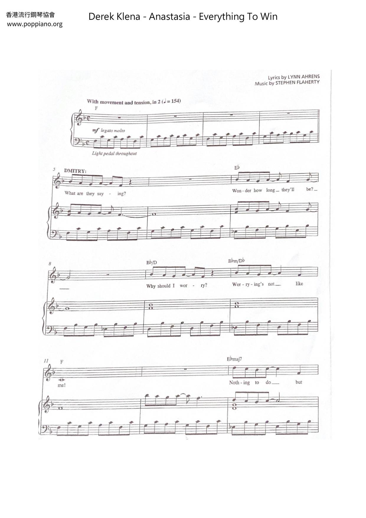 Anastasia - Everything To Win Score