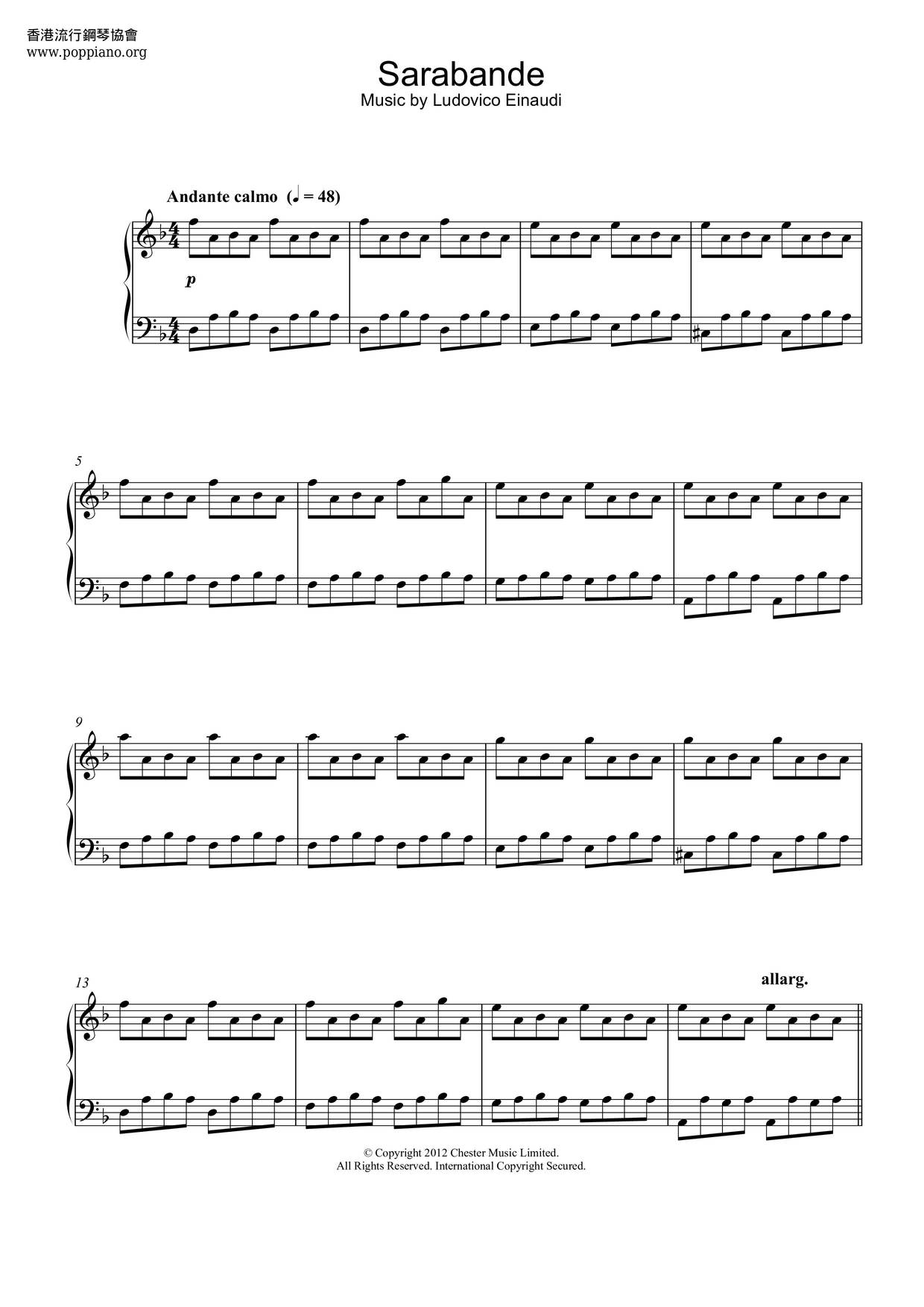 Sarabande Score