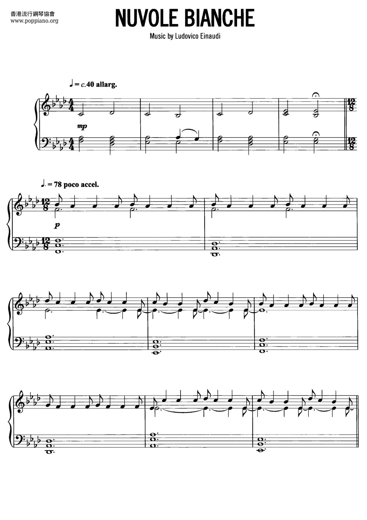 Nuvole Bianche Score