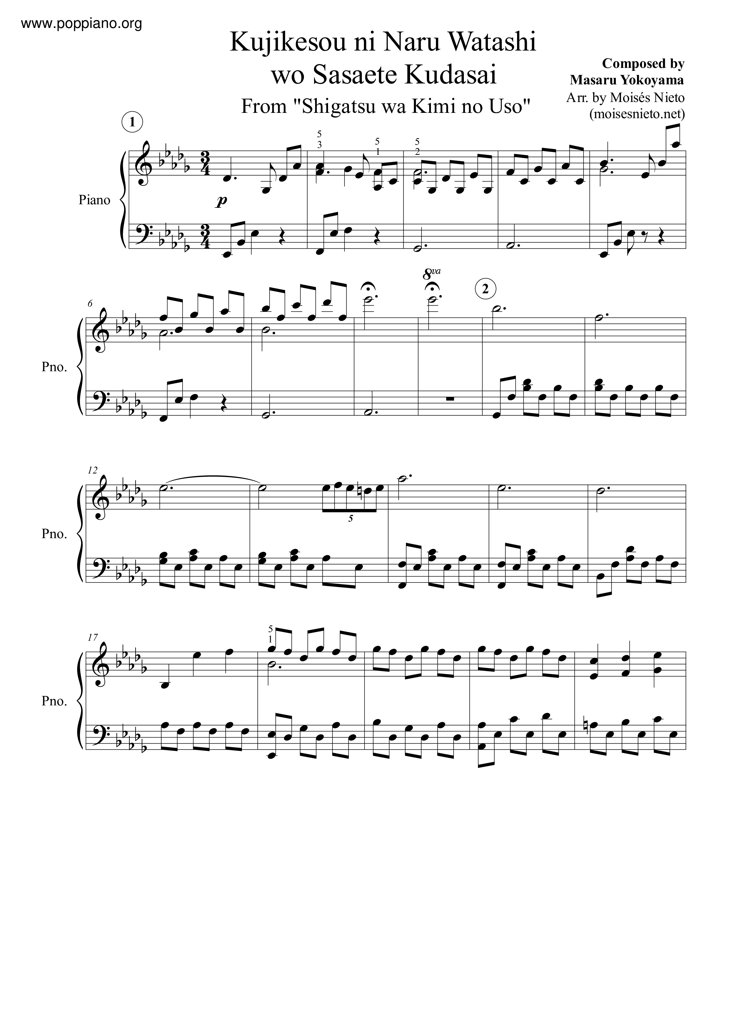 Kujikesou Ni Naru Watashi Wo Sasaete Kudasai Score