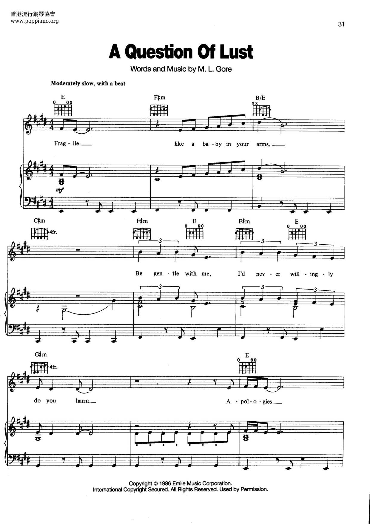 A Question Of Lust Score