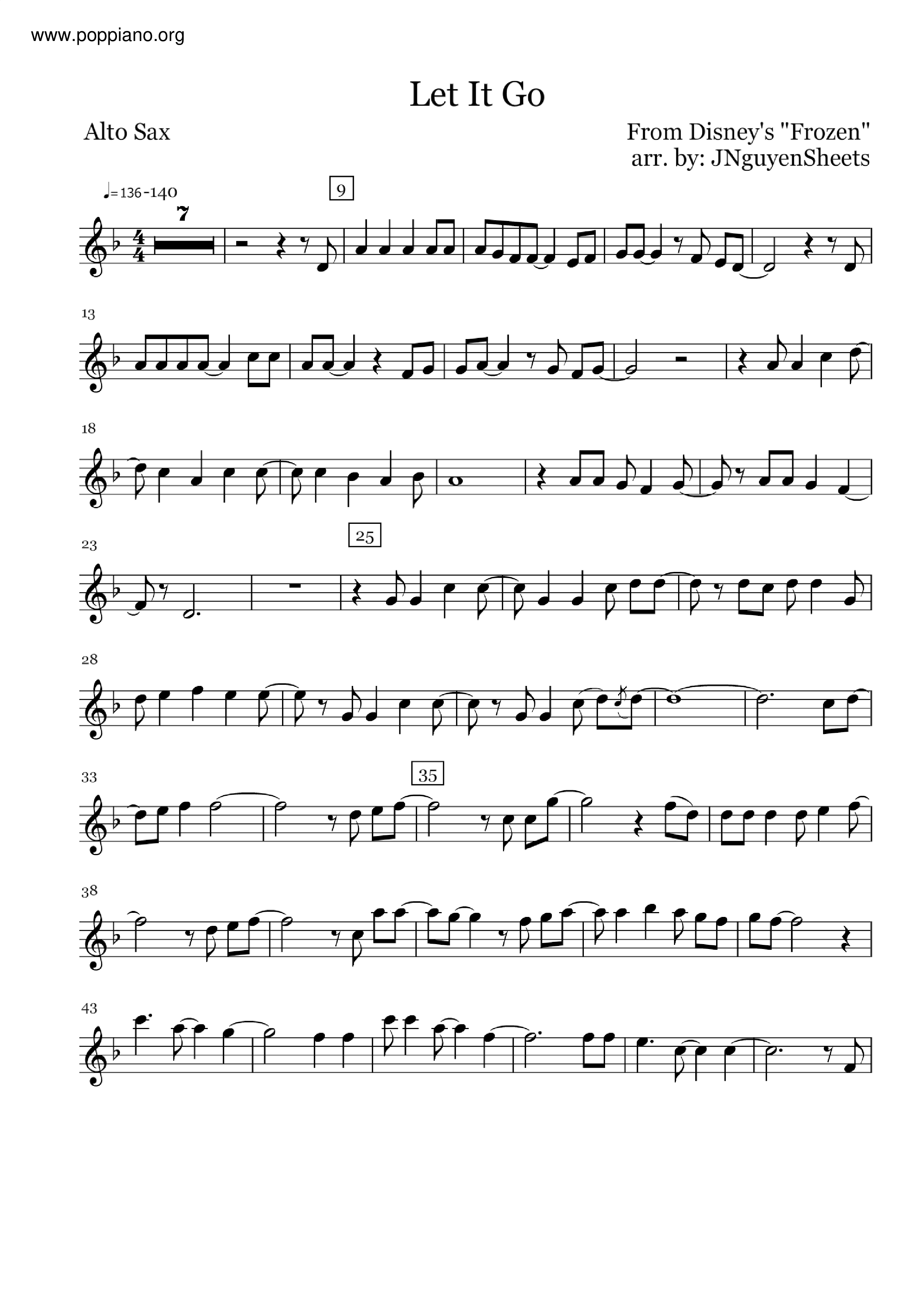 Frozen - Let It Go Score