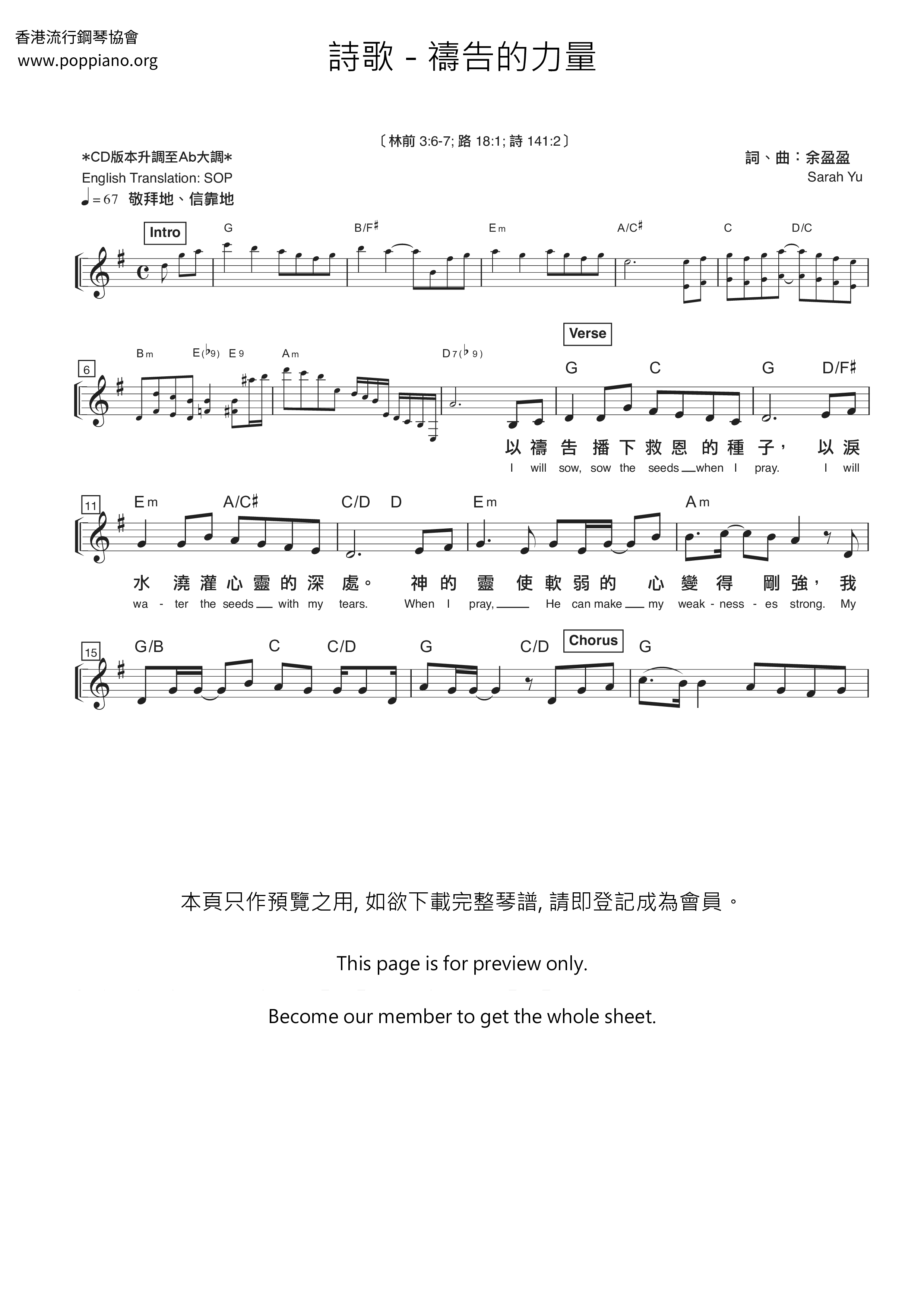 Power Of Prayer Score