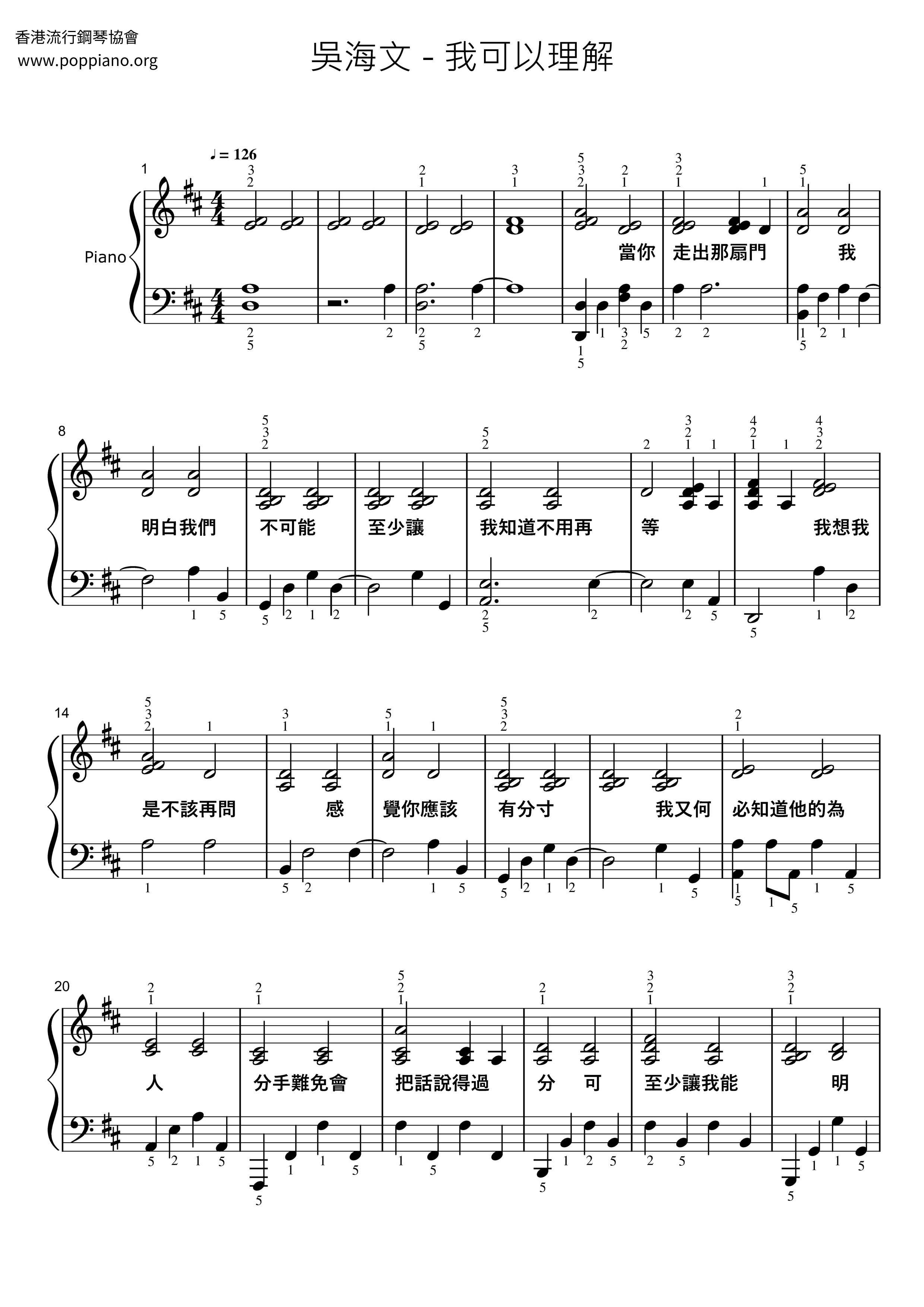 I Can Understand Score