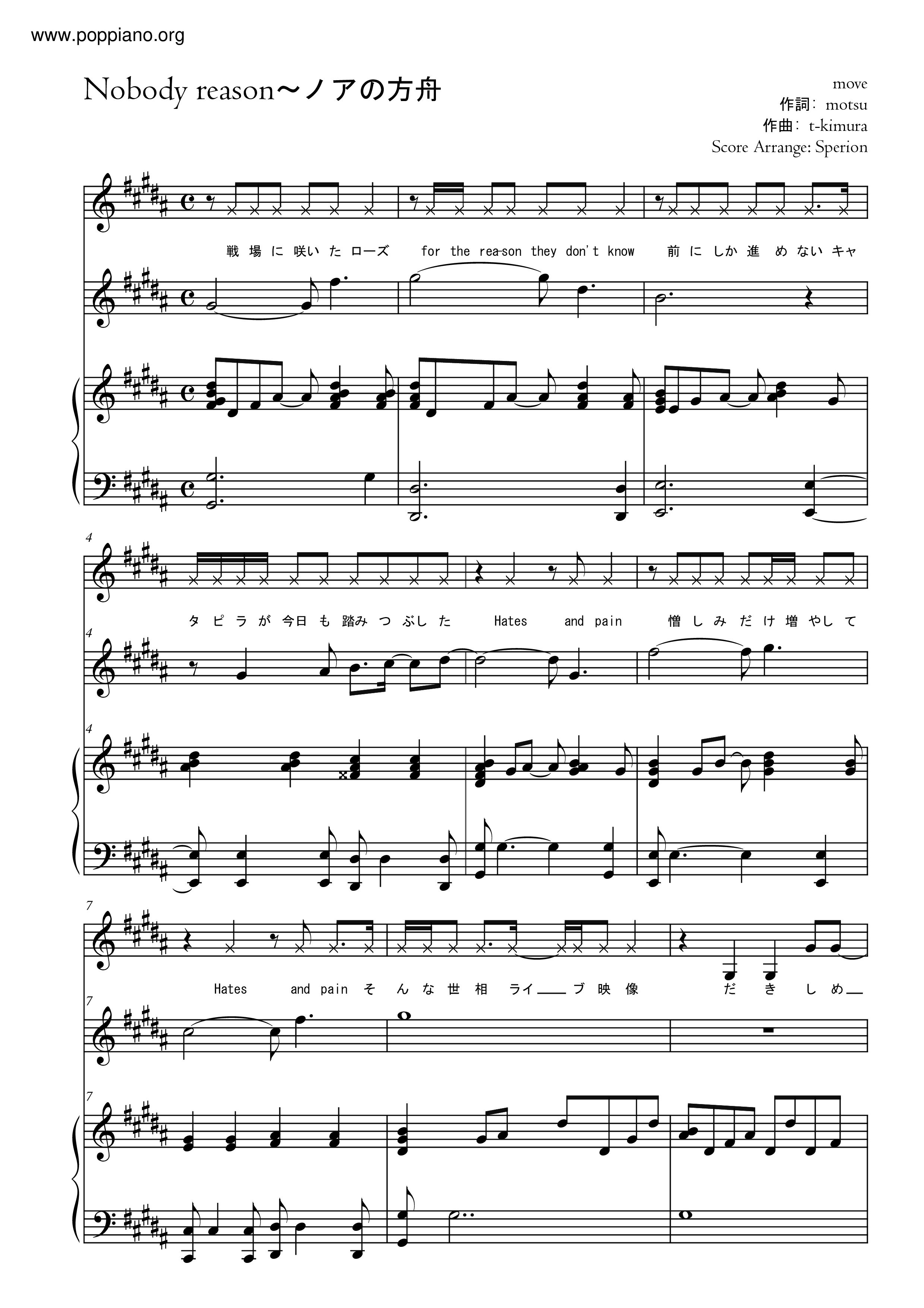 Nobody Reason～ノアの方舟 Score