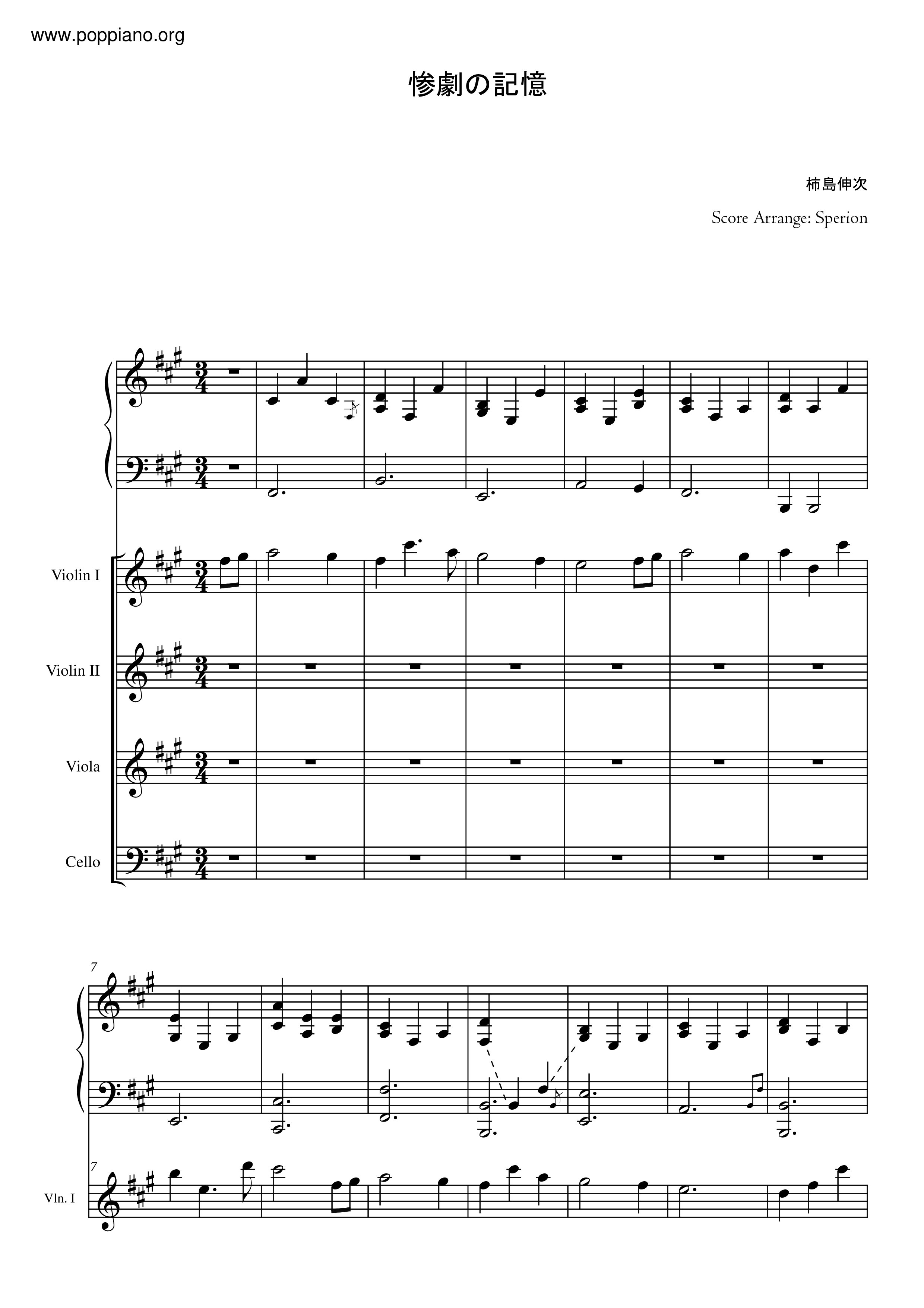 惨劇の記憶 (Sangeki No Kioku) Score