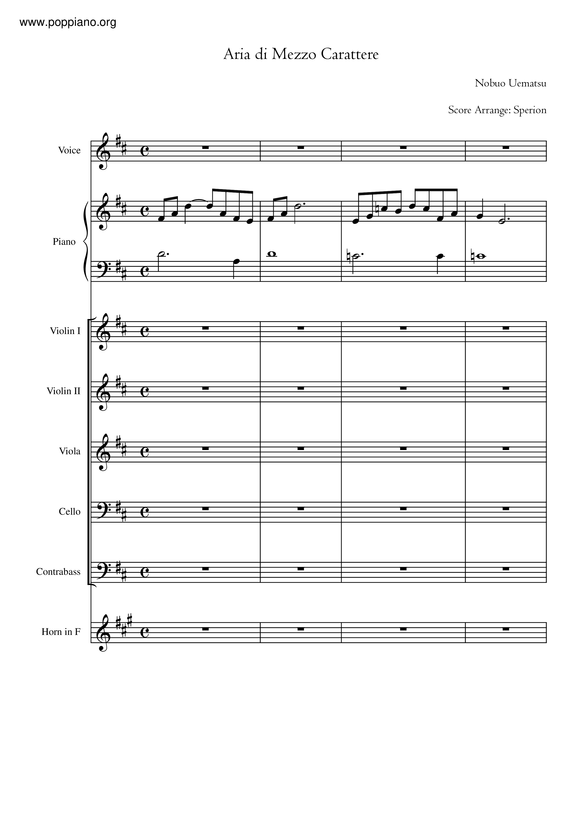 Aria Di Mezzo Carattere Score