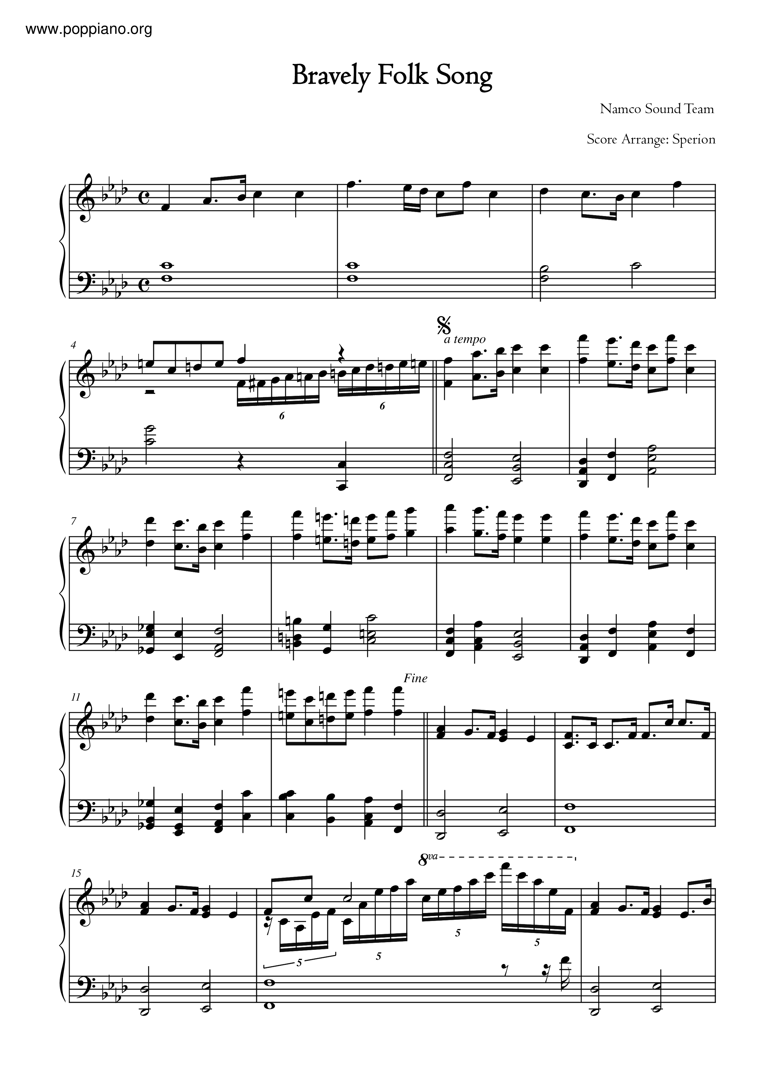 Bravely Folk Song Score
