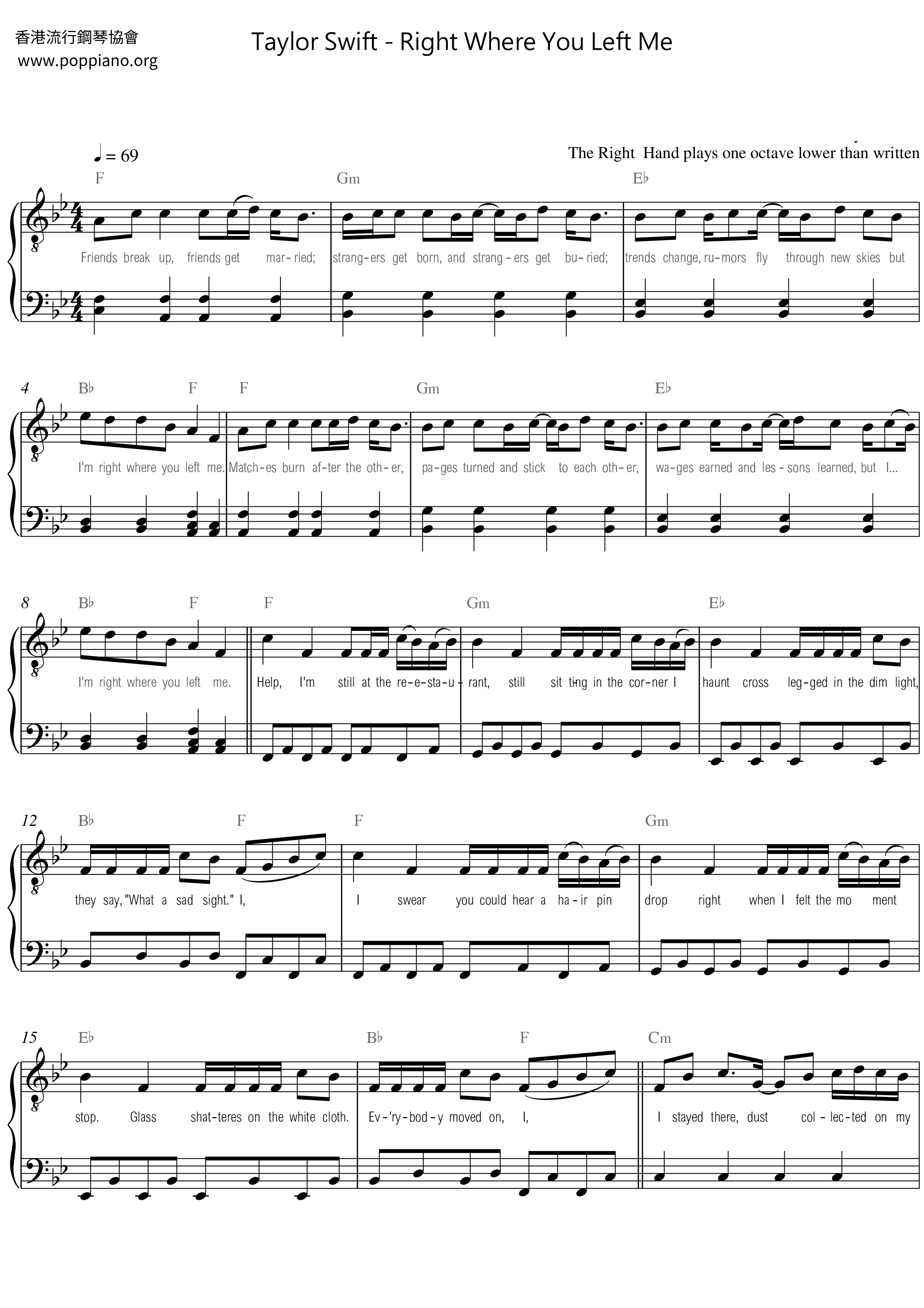Right Where You Left Me Score