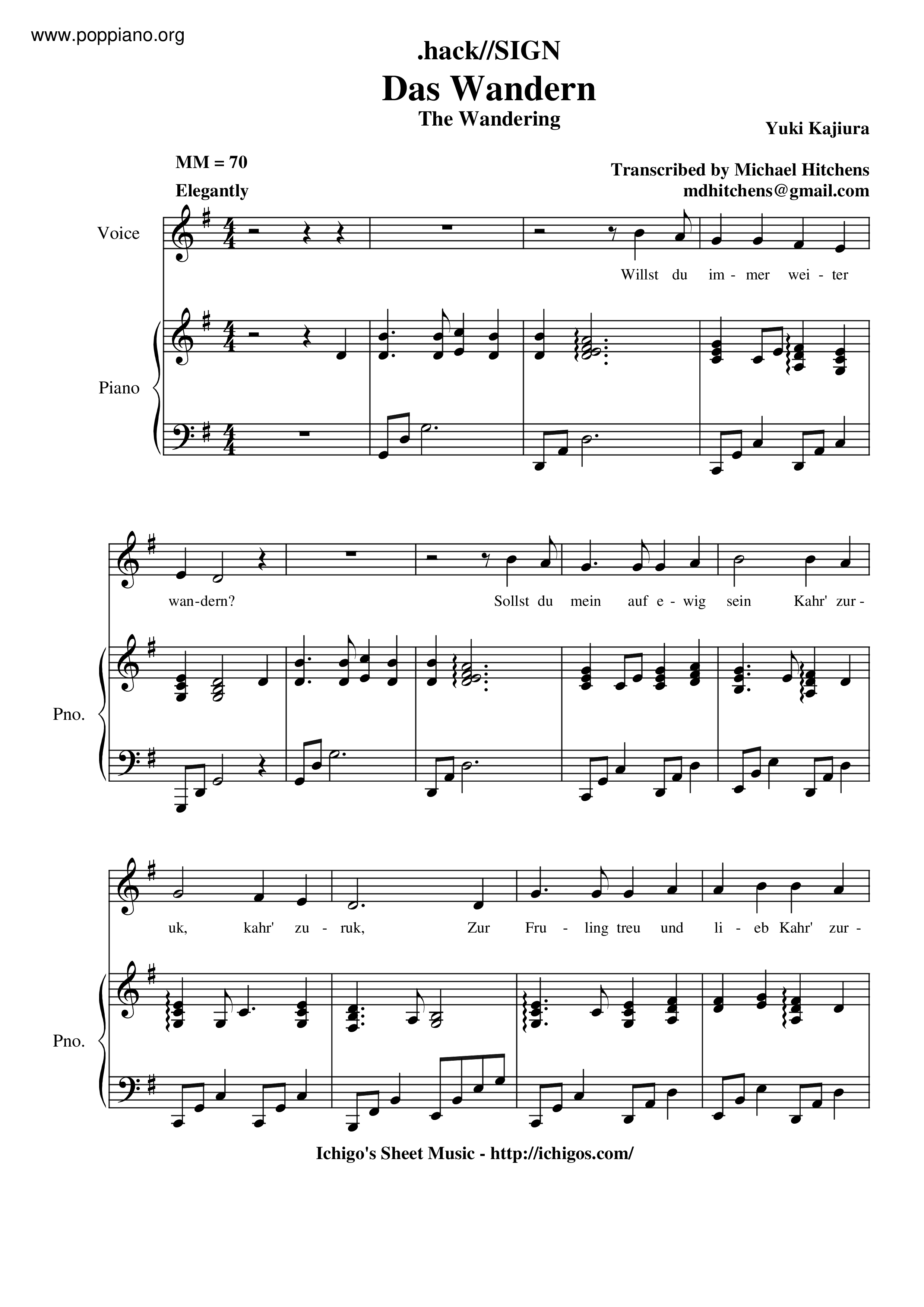 Das Wandern Score
