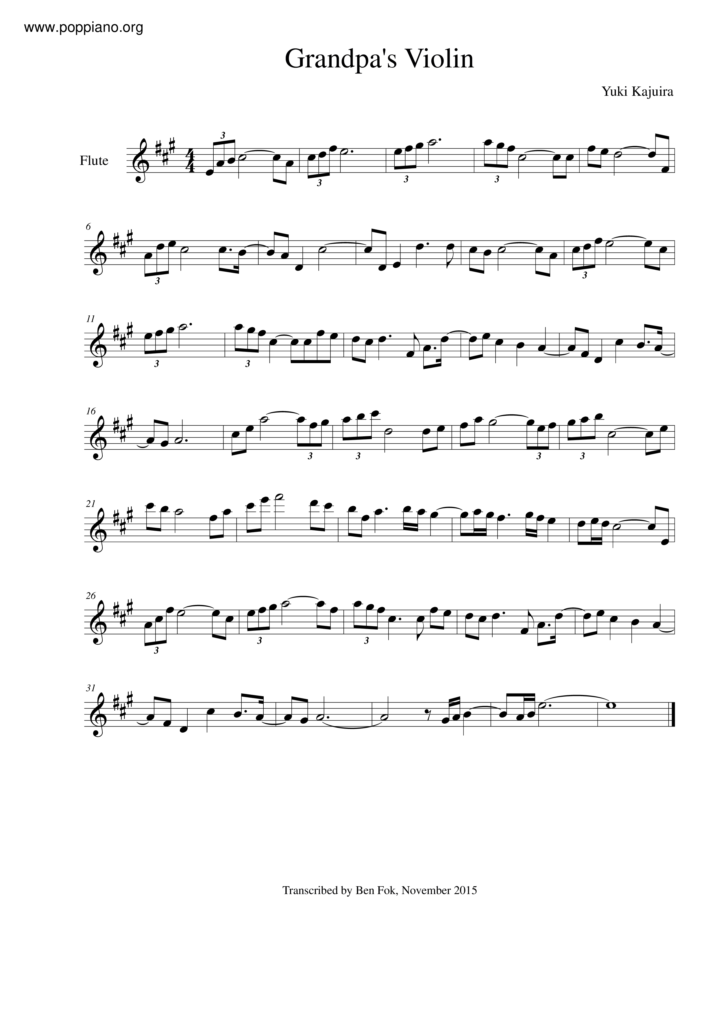 Grandpa's Violin Score