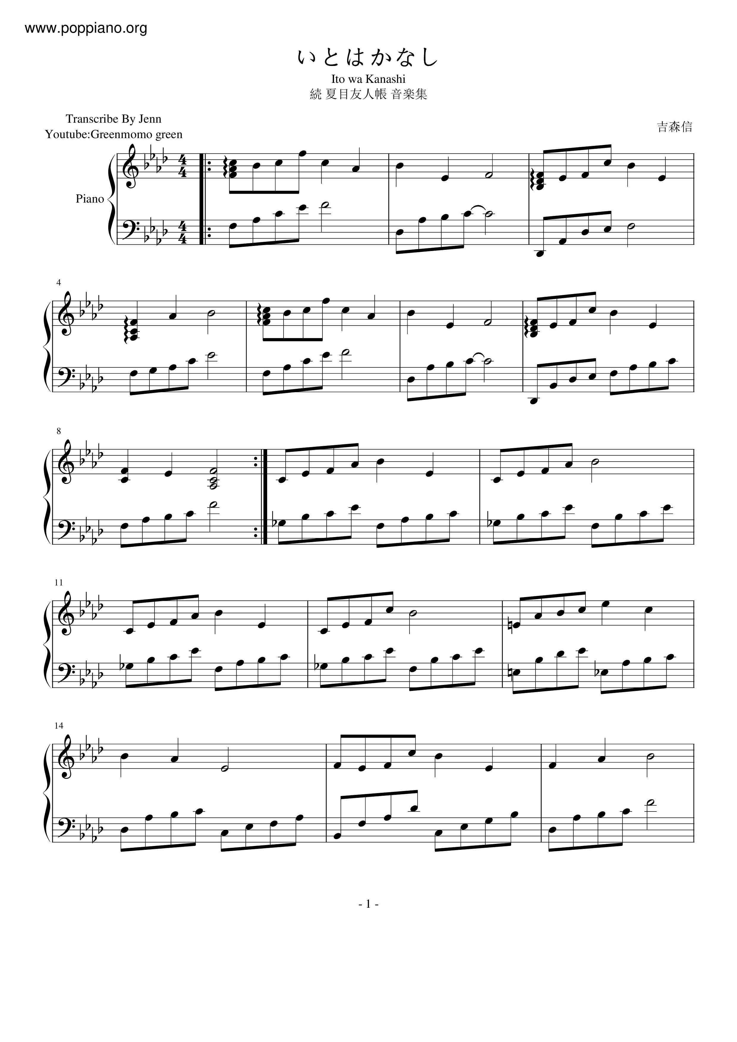 Ito Wa Kanashi Score