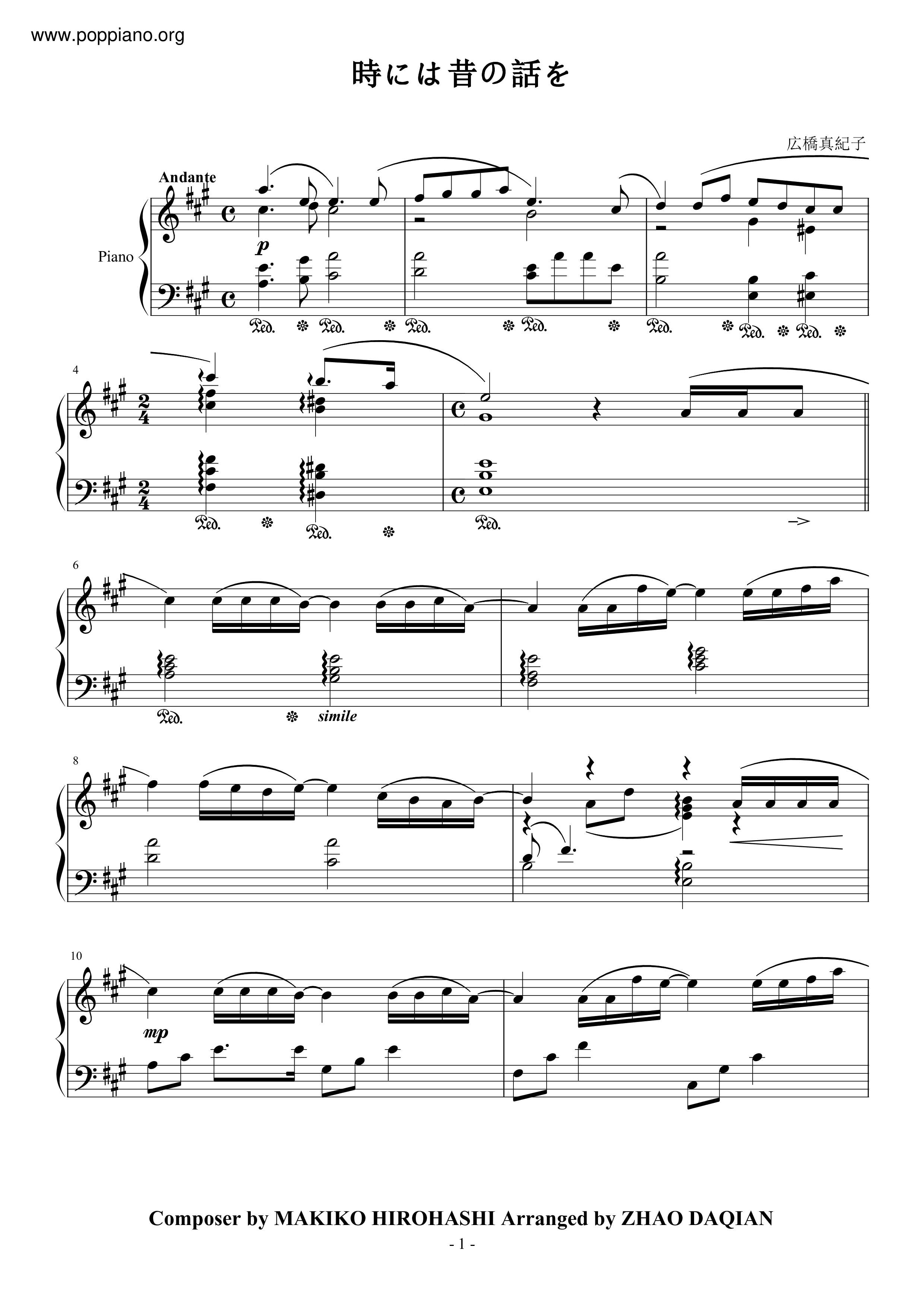 Sometimes An Old Story Score