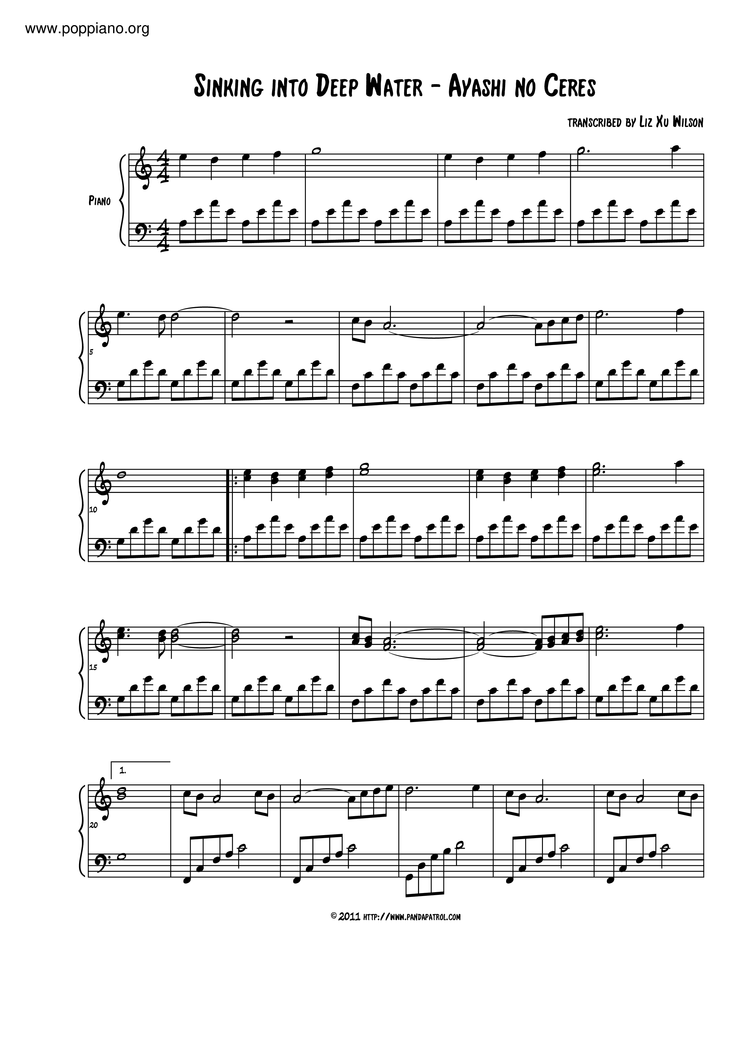 Sinking Into Deep Waters Score