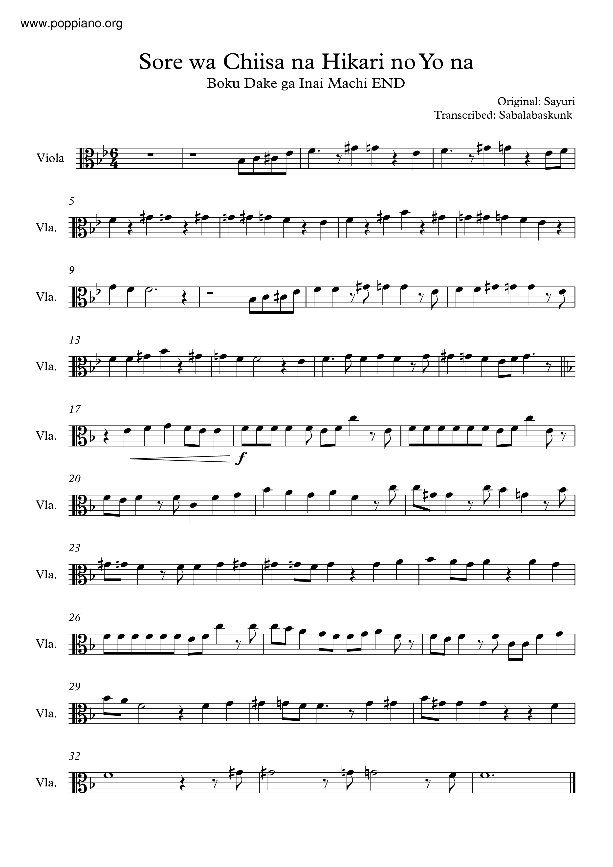 Sore Wa Chiisa Na Hikari No Yo Na Score