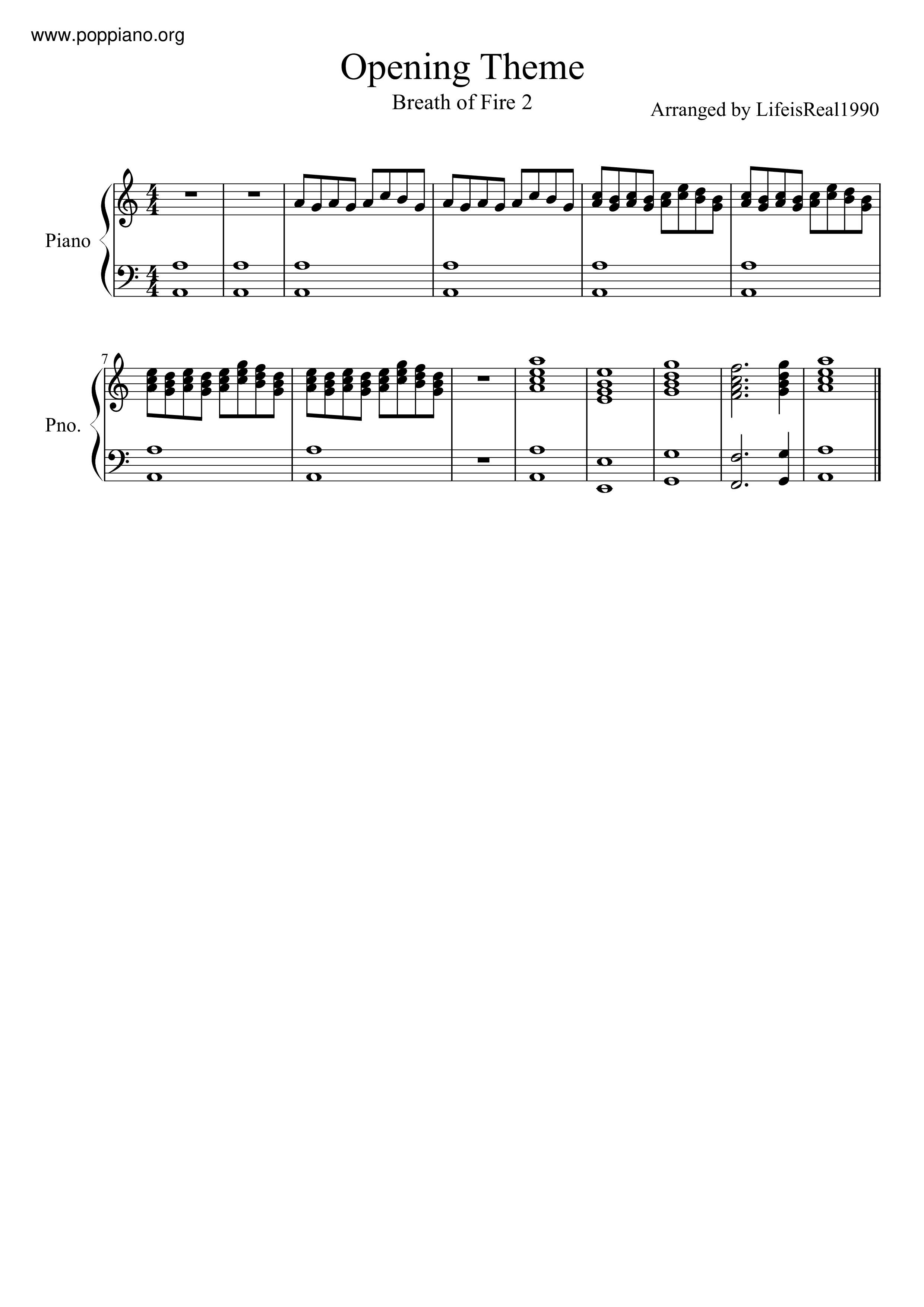 Opening Theme Score