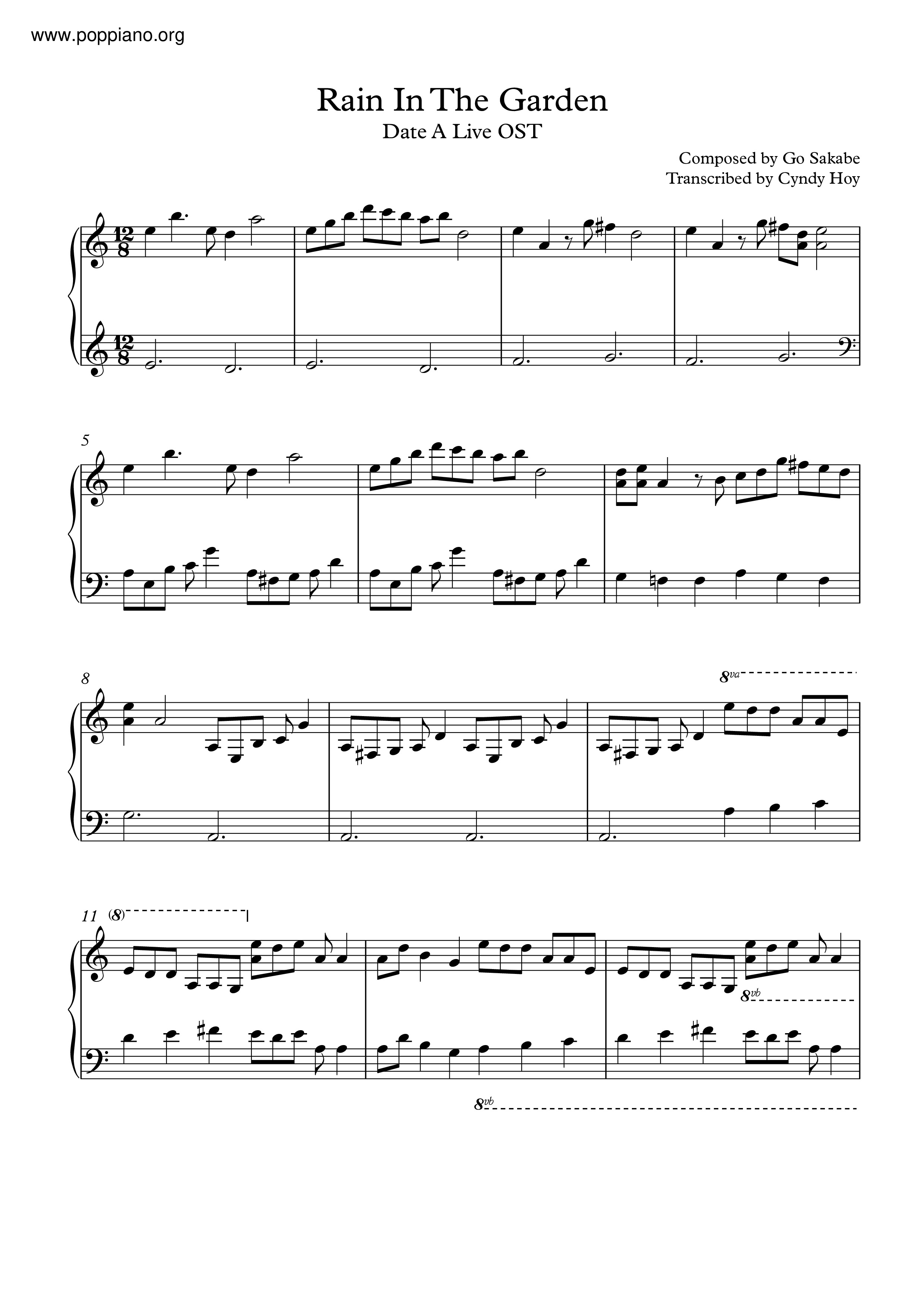 Rain In The Garden Score
