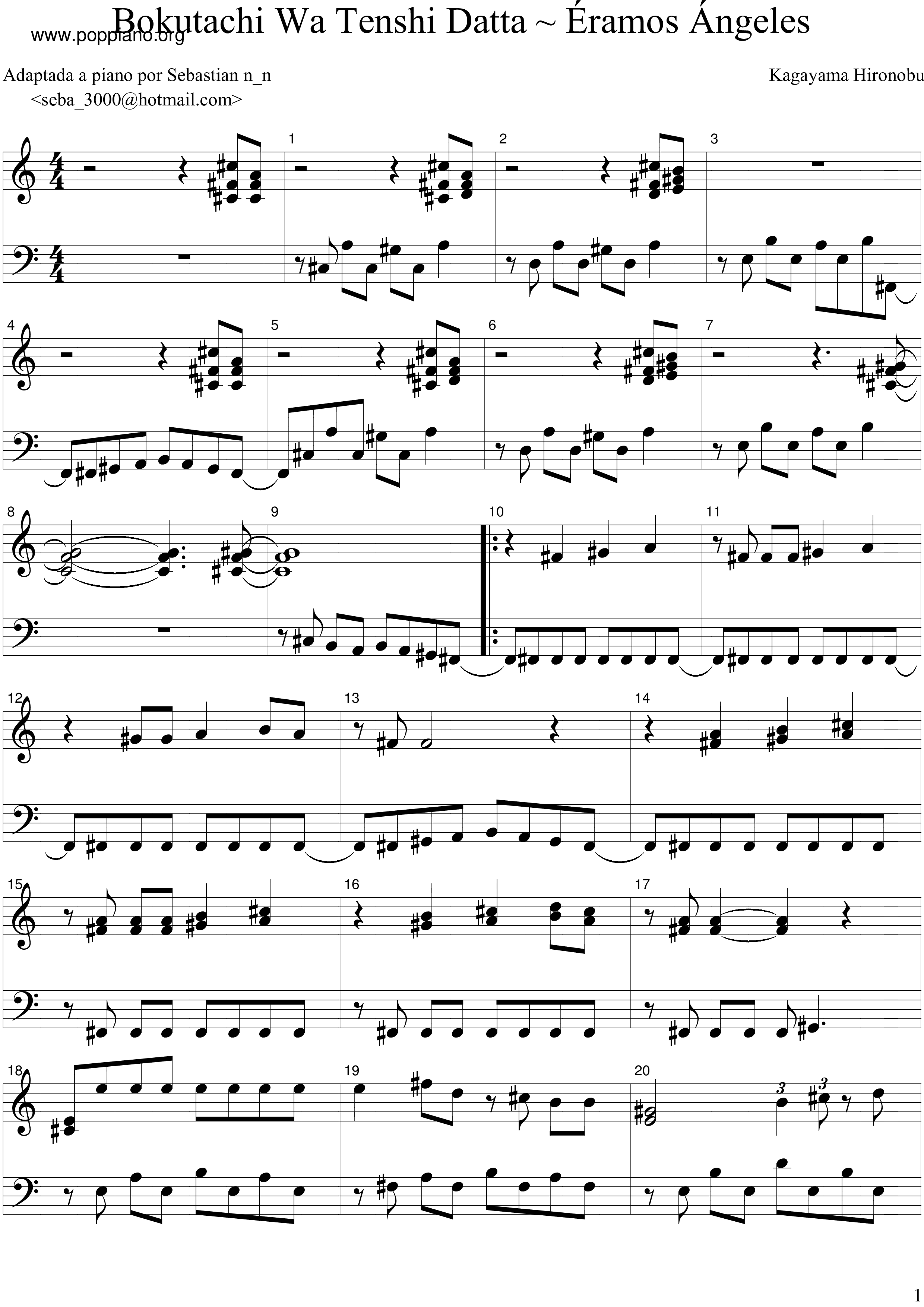 Dragon Ball ZBokutachi Wa Tenshi Datta We Were Angels Sheet Music pdf, Free Score Download ★