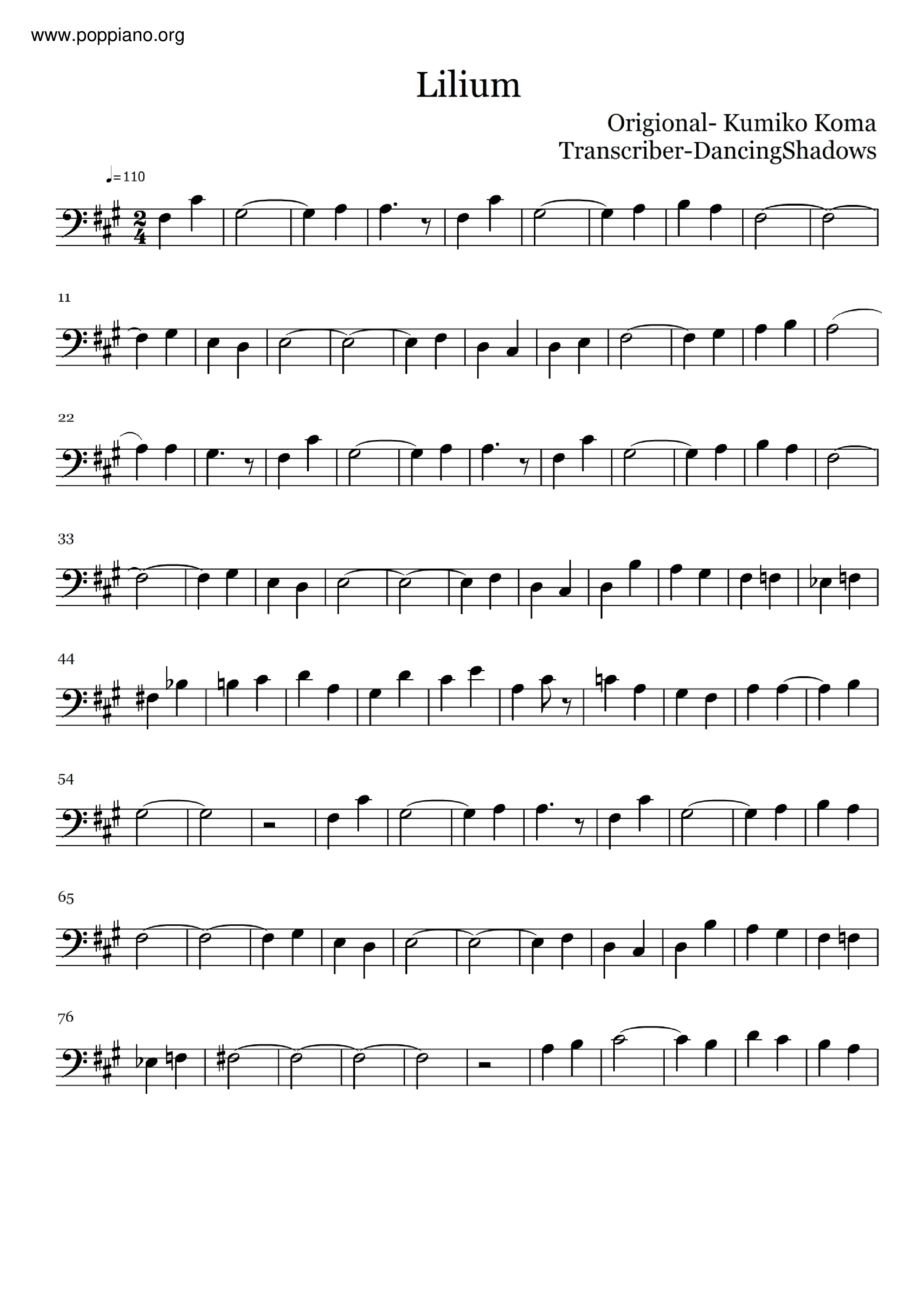 Elfen Lied - Lilium Score