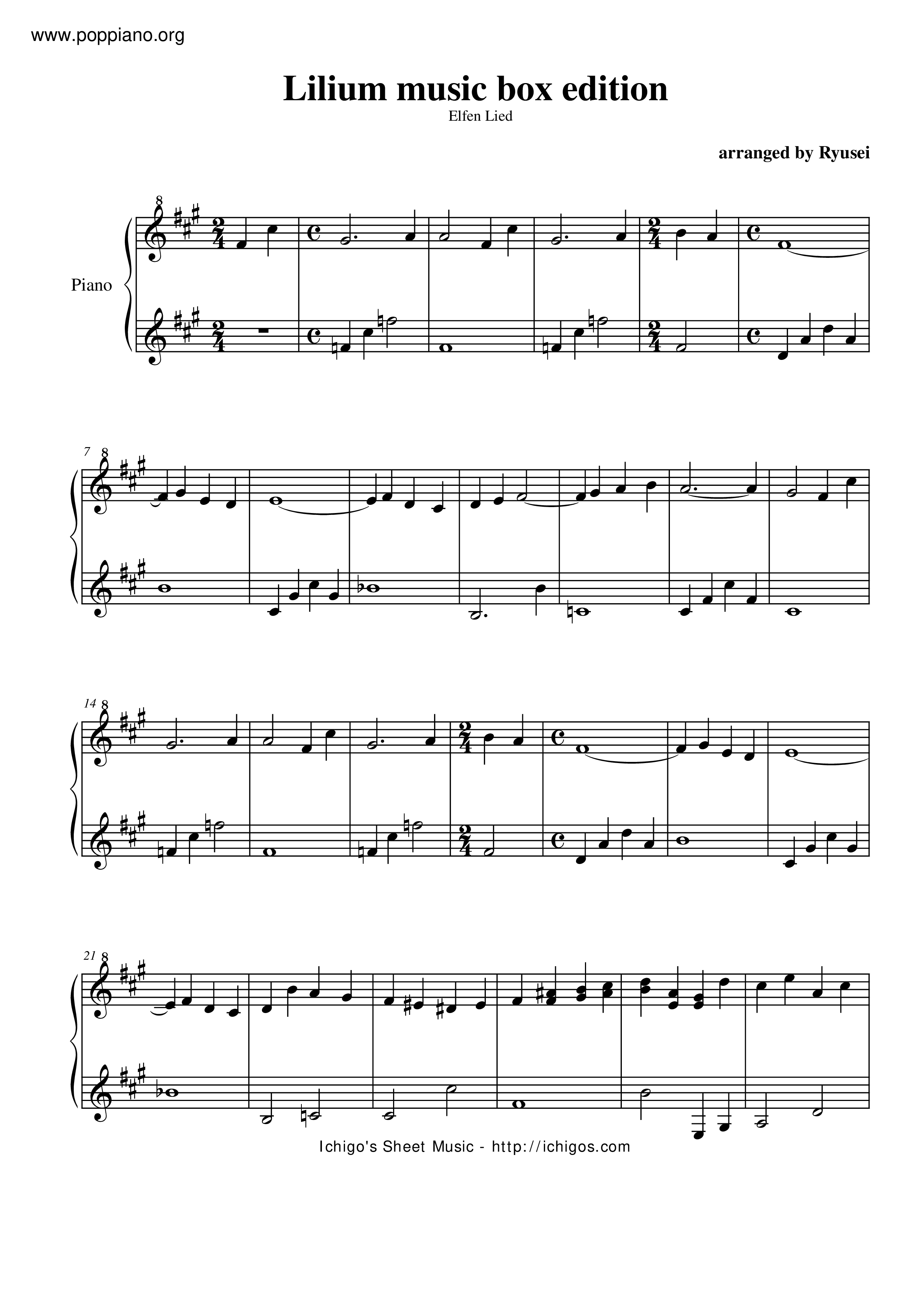 Elfen Lied - Lilium Score