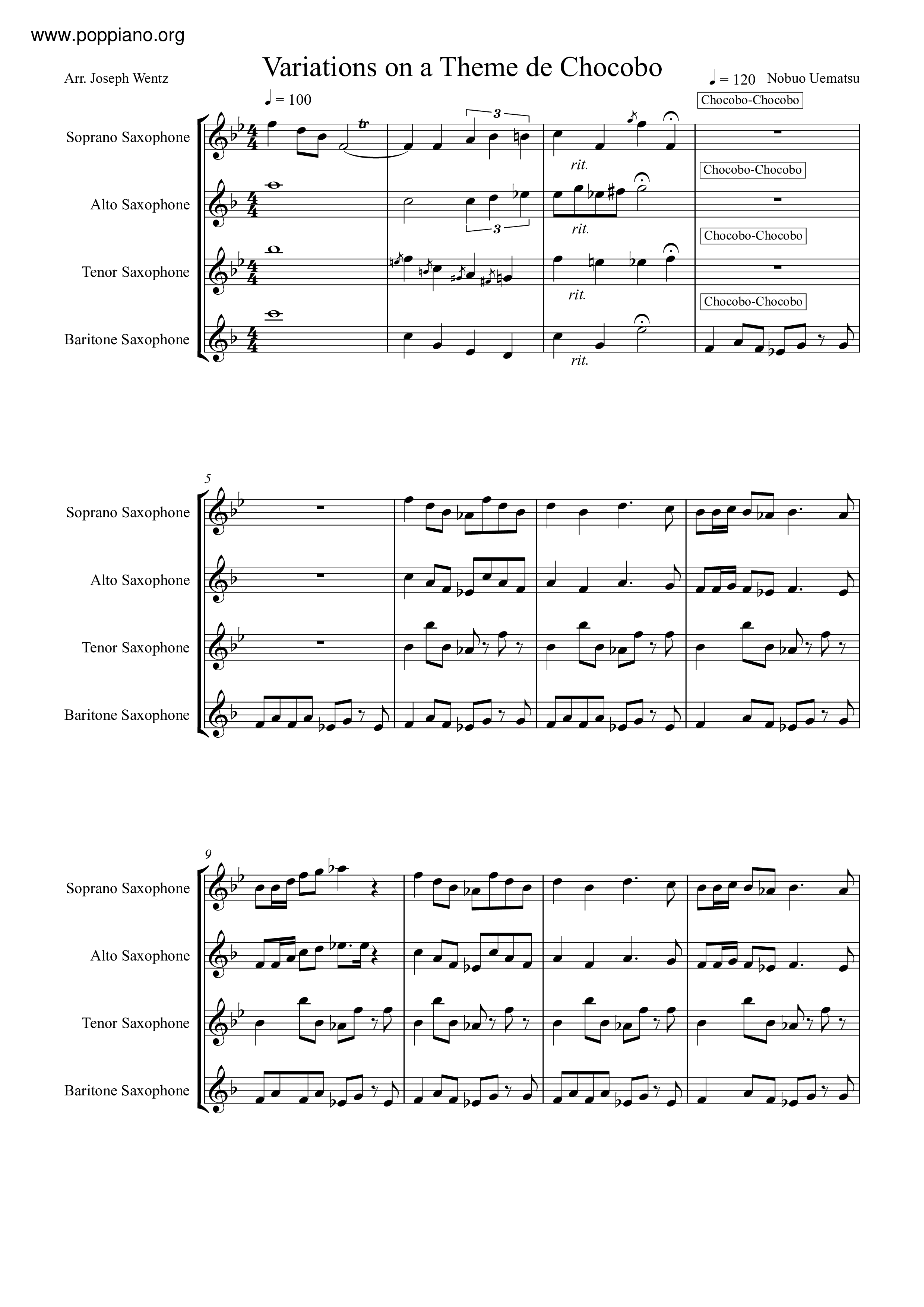 Variations On A Theme De Chocobo Score