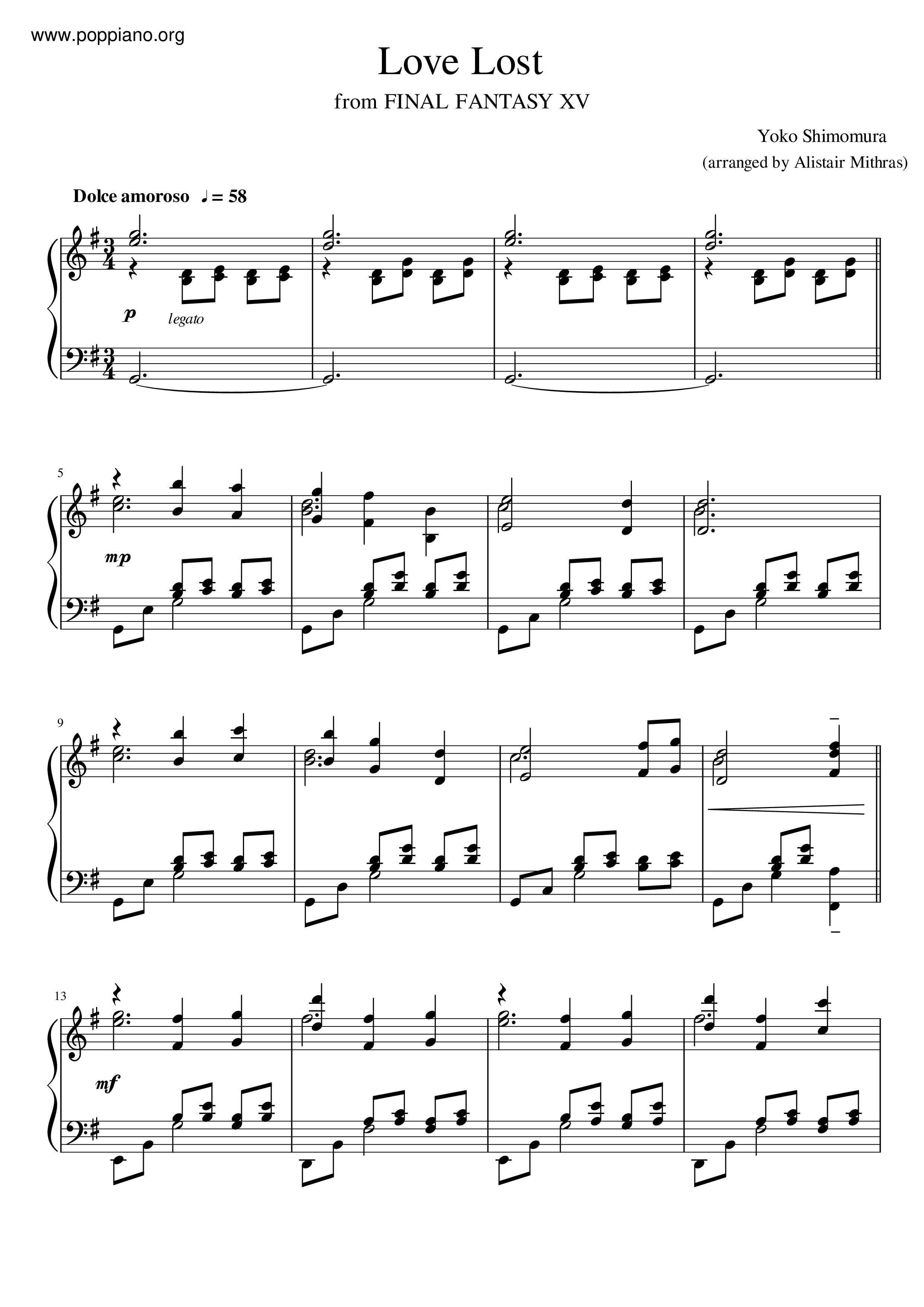 Love Lost Score