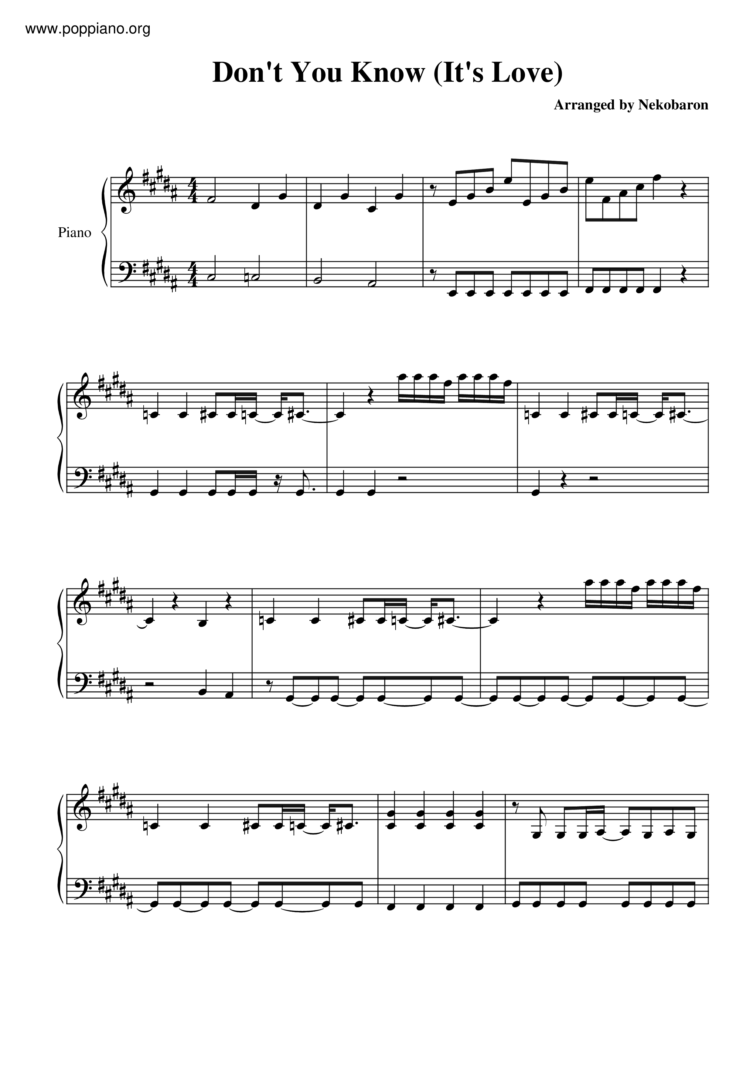 Don't You Know (It's Love) Score