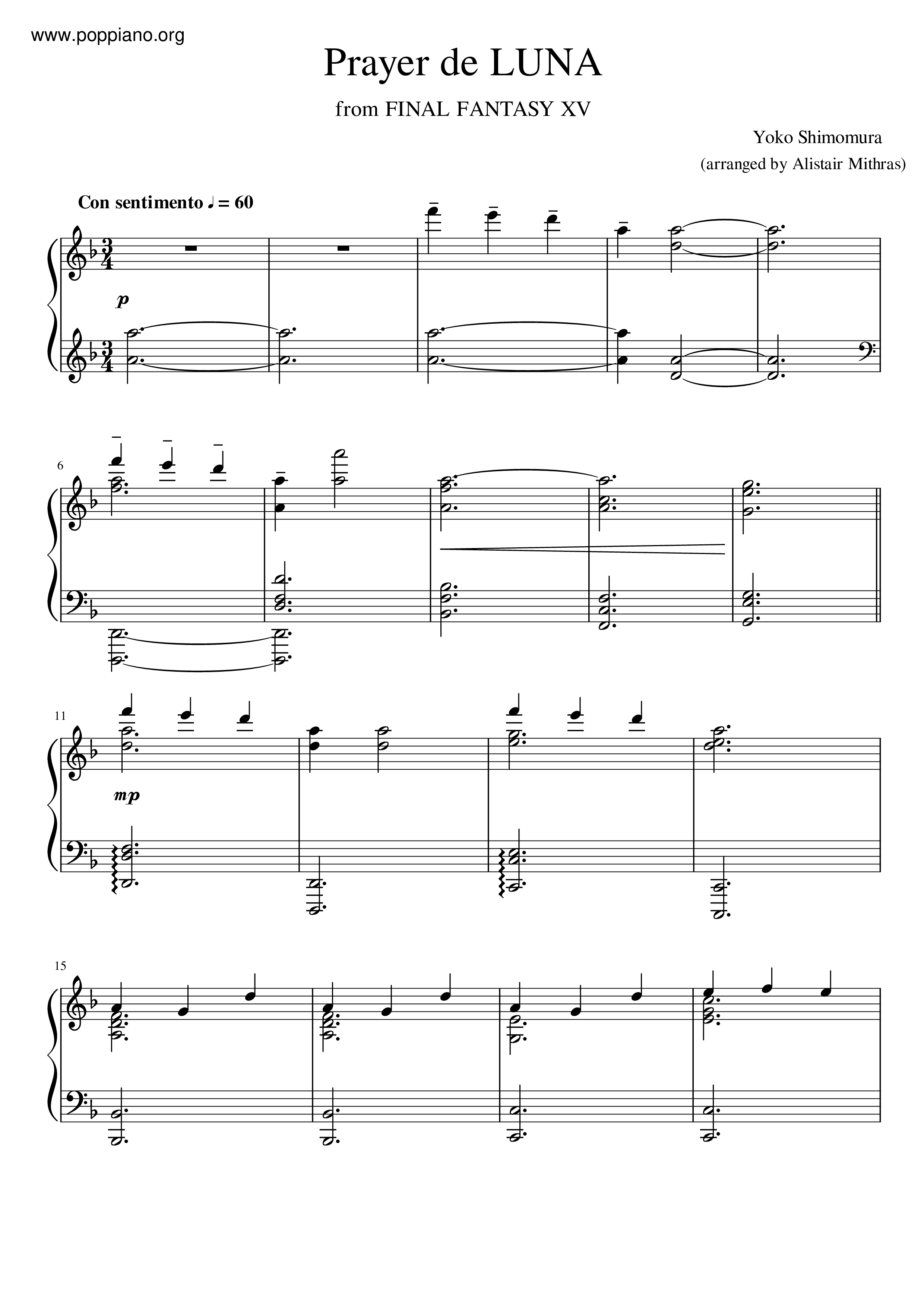 Prayer De Luna Score